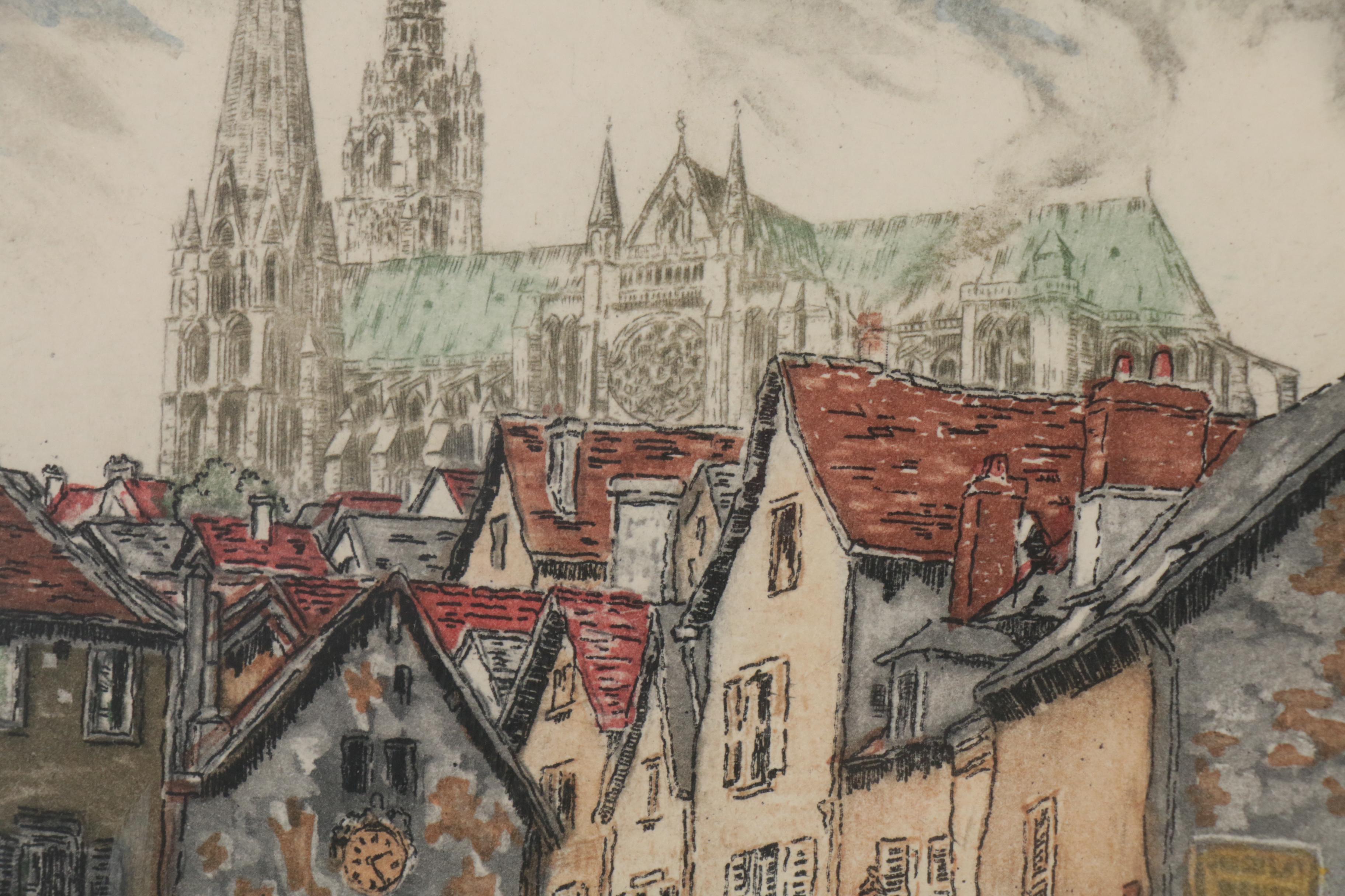 W. De La Broye Aquatint Etchings of European Street Scenes