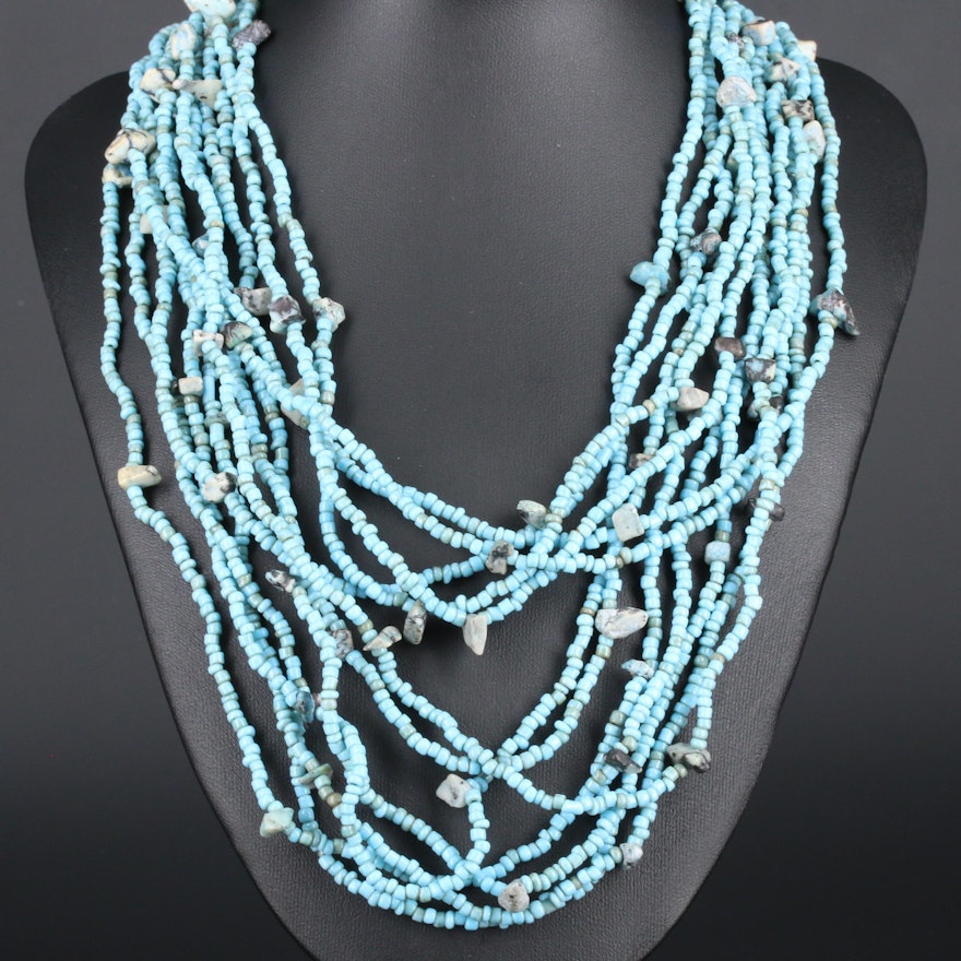 Endless Turquoise Multi-Strand Beaded Necklace