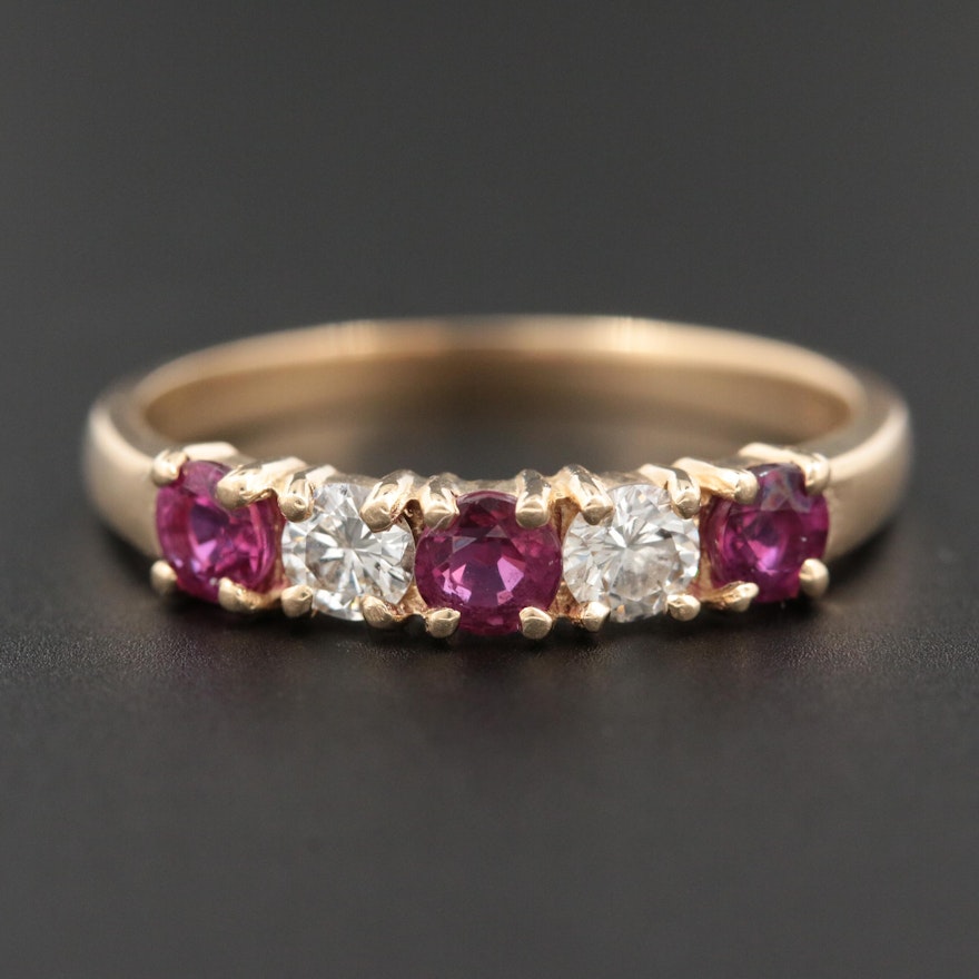 14K Yellow Gold Ruby and Diamond Ring