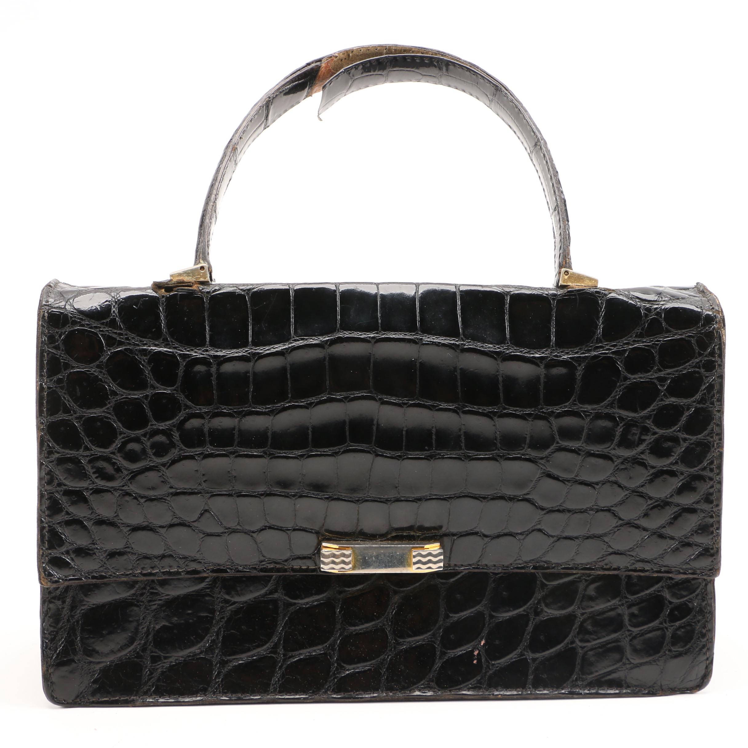 Black Crocodile and Alligator Handbags Including Rike Kumler Co., Vintage