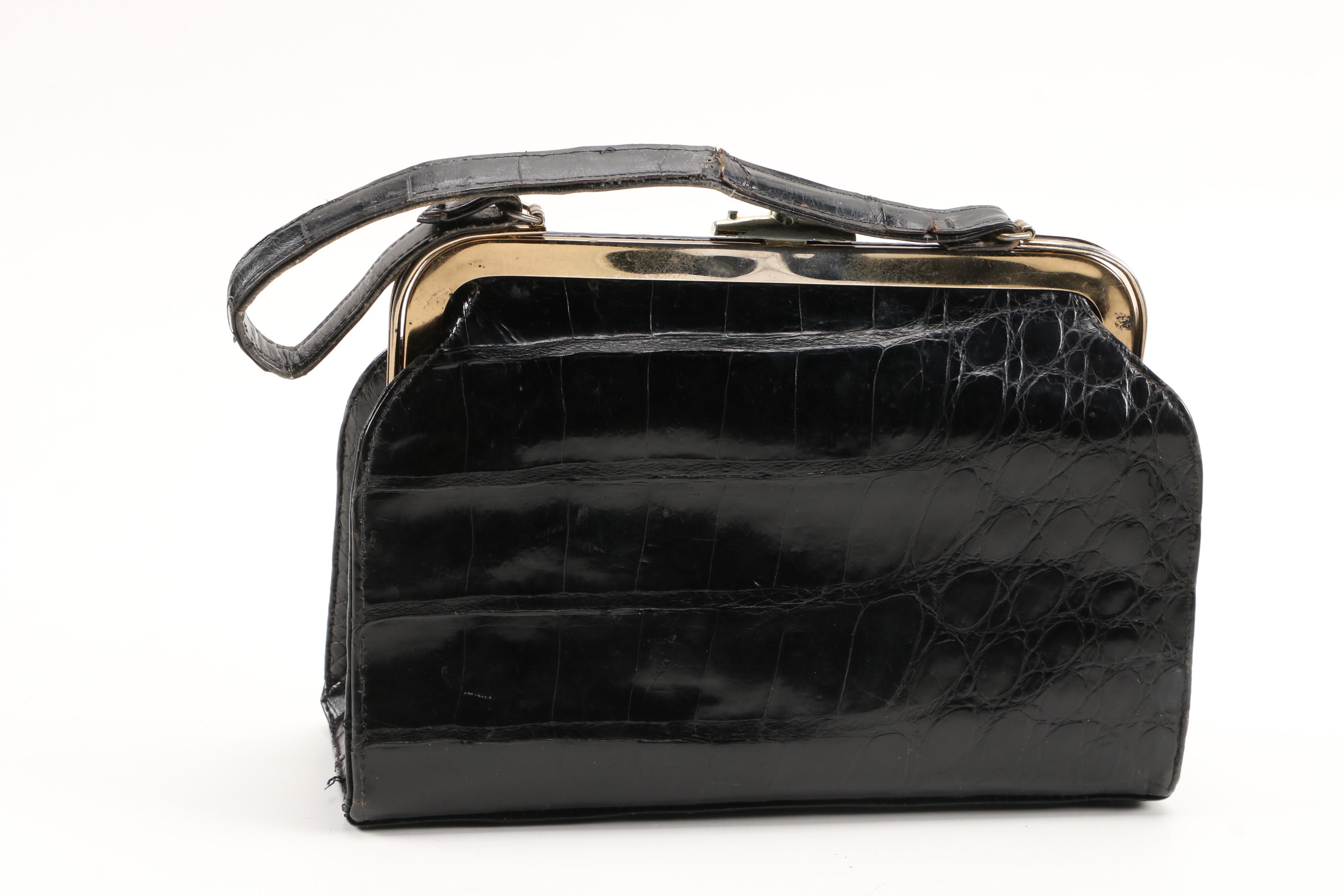 Black Crocodile and Alligator Handbags Including Rike Kumler Co., Vintage