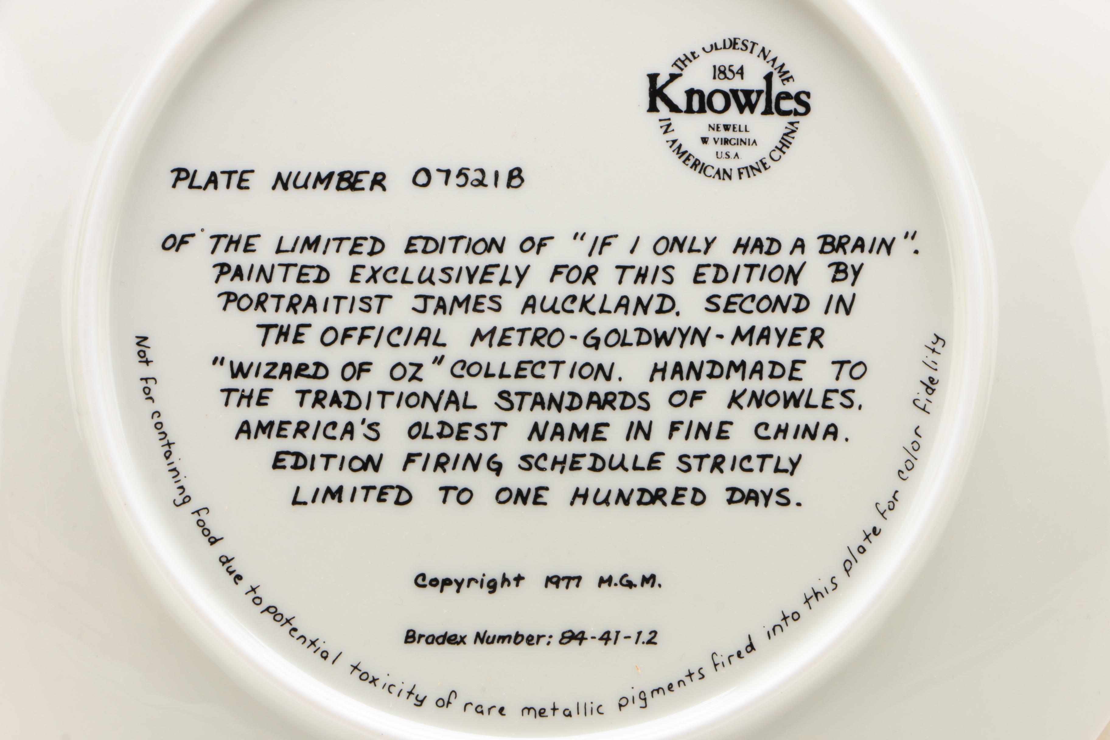 Knowles "Wizard of Oz" Collector Plates in Original Packaging, 1977