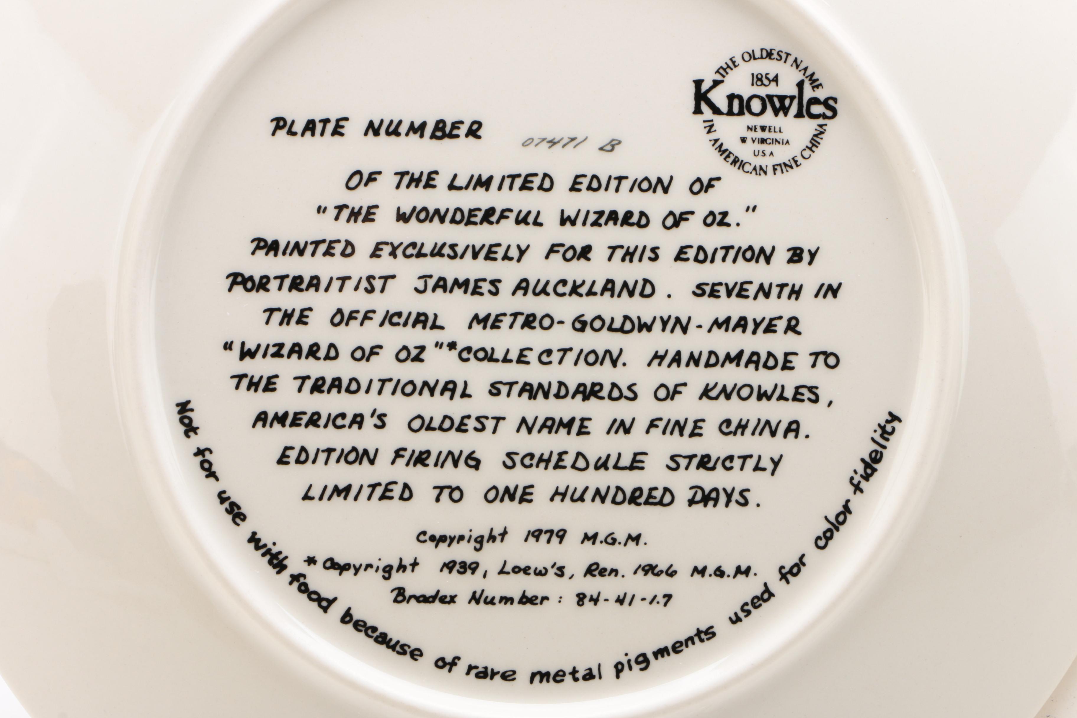 Knowles "Wizard of Oz" Collector Plates in Original Packaging, 1977