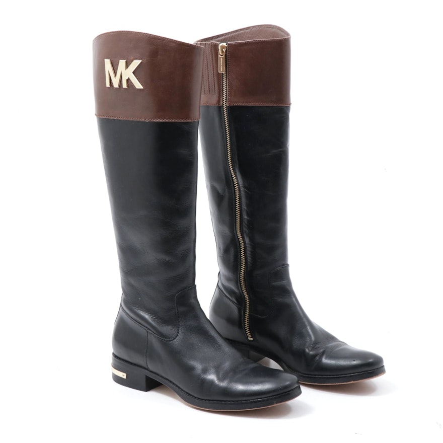 Michael Kors Two-Tone Leather Riding Boots