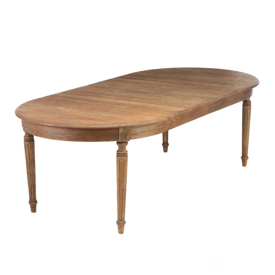 Restoration Hardware Rustic Style Oak Grained Dining Table with Insert Leaf