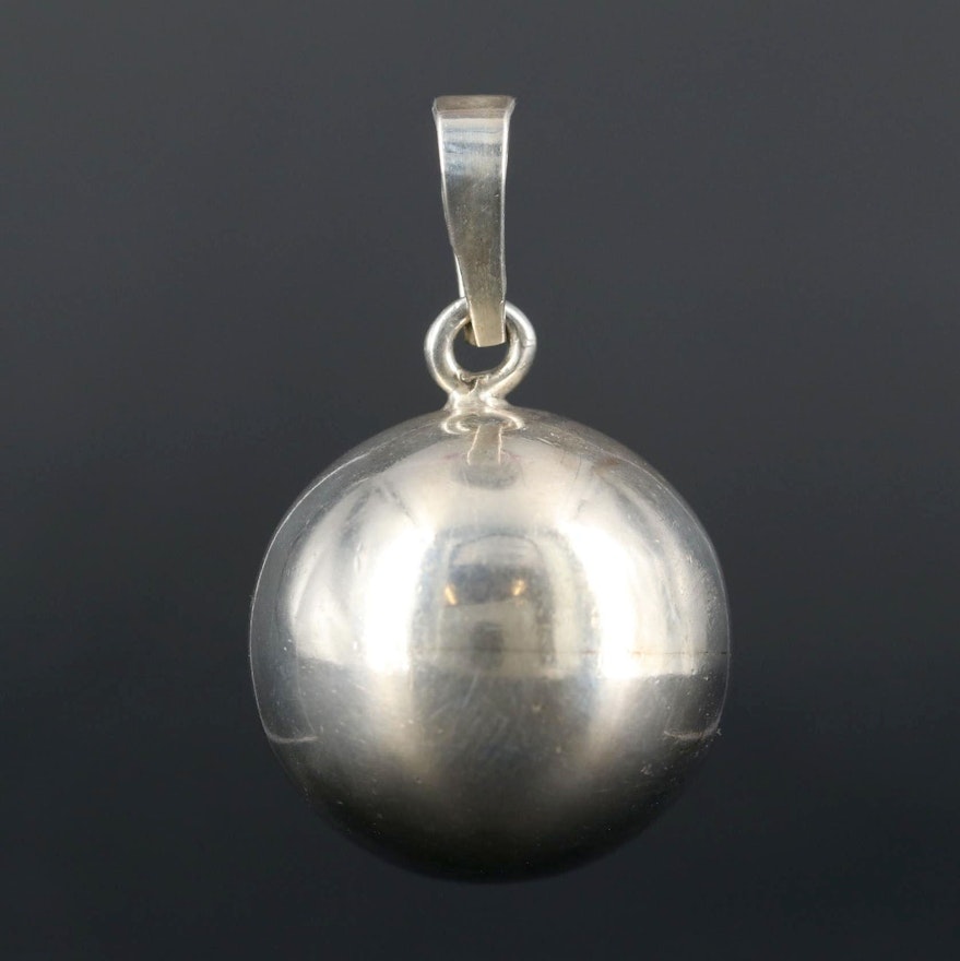 Mexican Sterling Silver Chime Ball Pendant