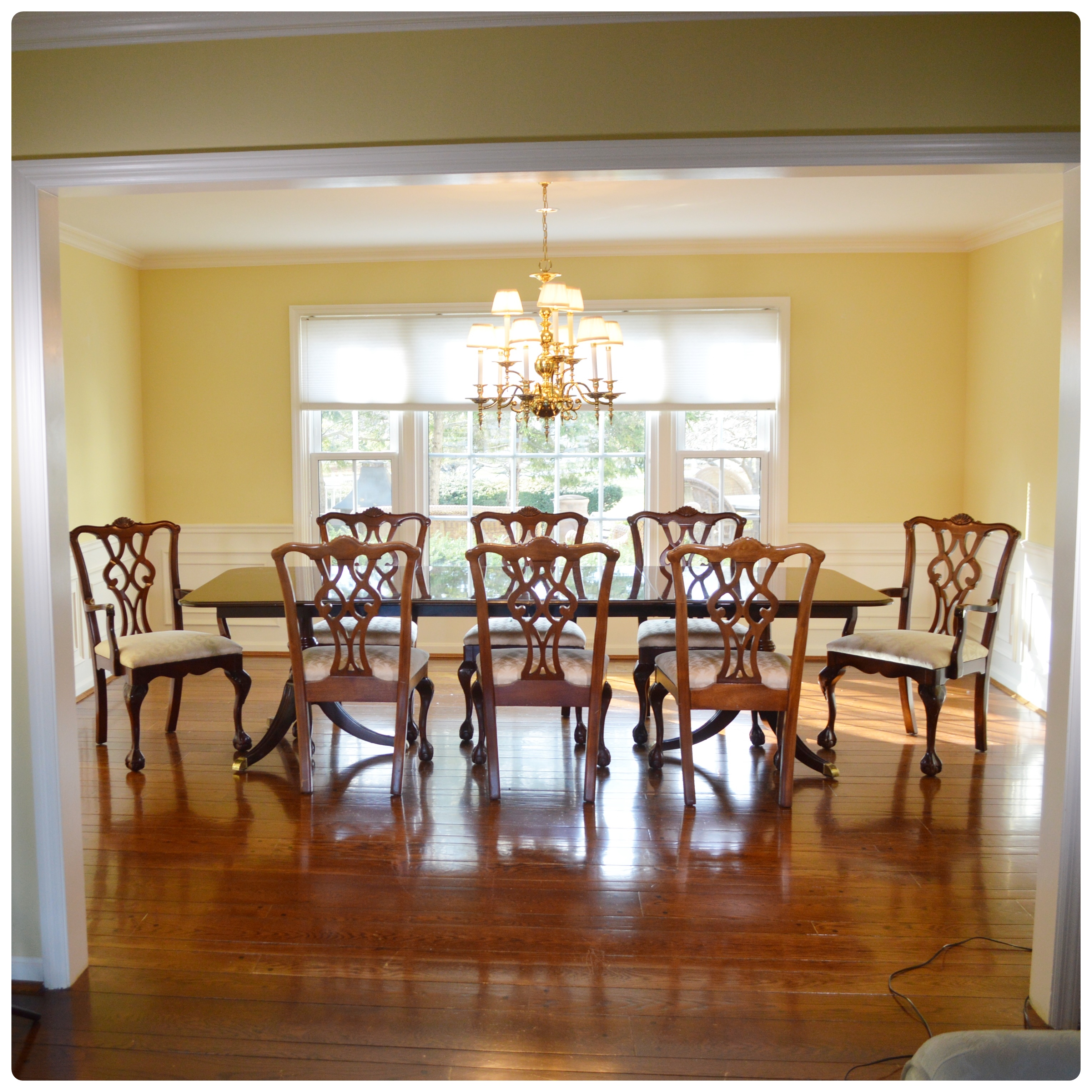 Duncan Phyfe Style Dining Table and Statesville Chair Co. Mahogany Chairs