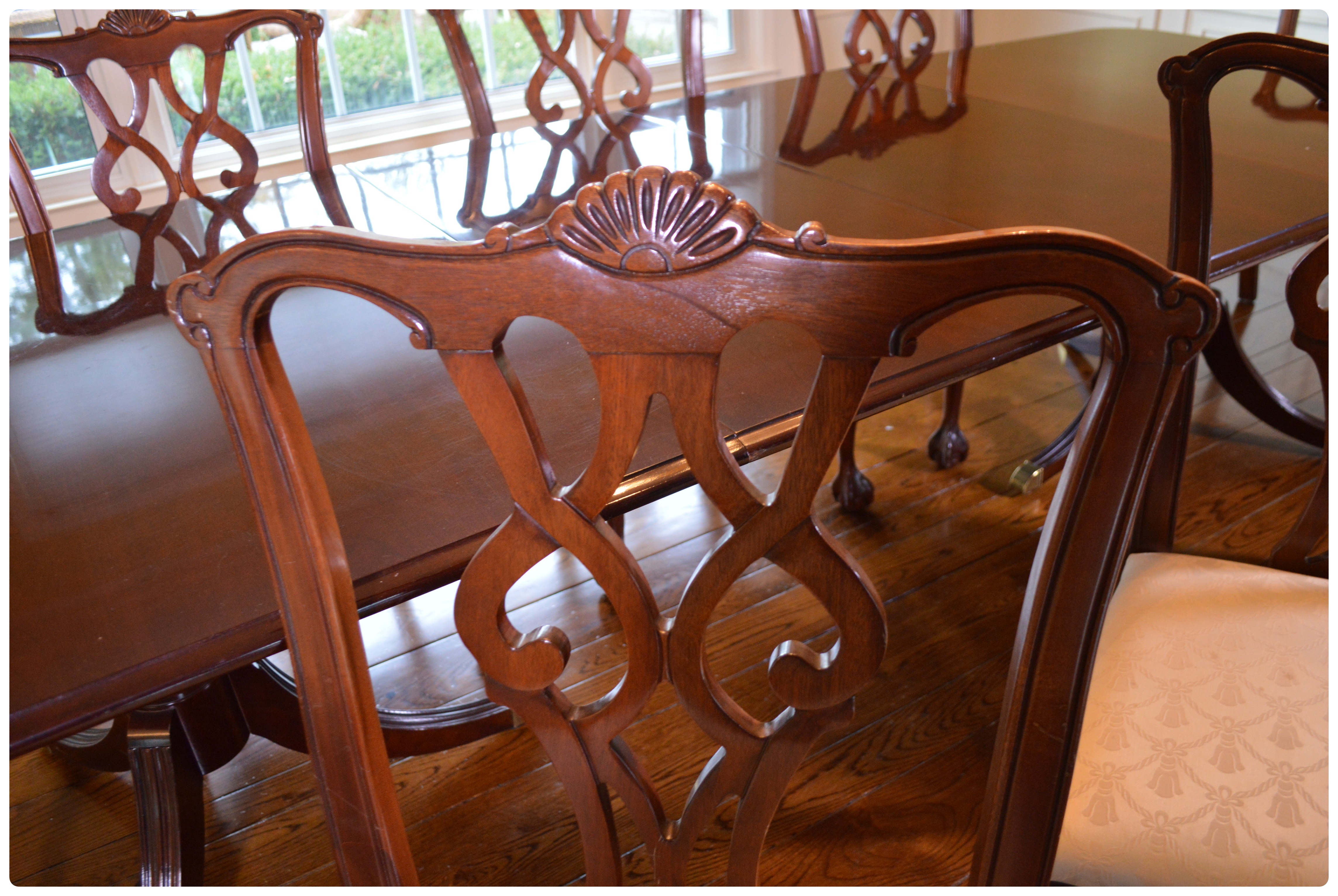 Duncan Phyfe Style Dining Table and Statesville Chair Co. Mahogany Chairs