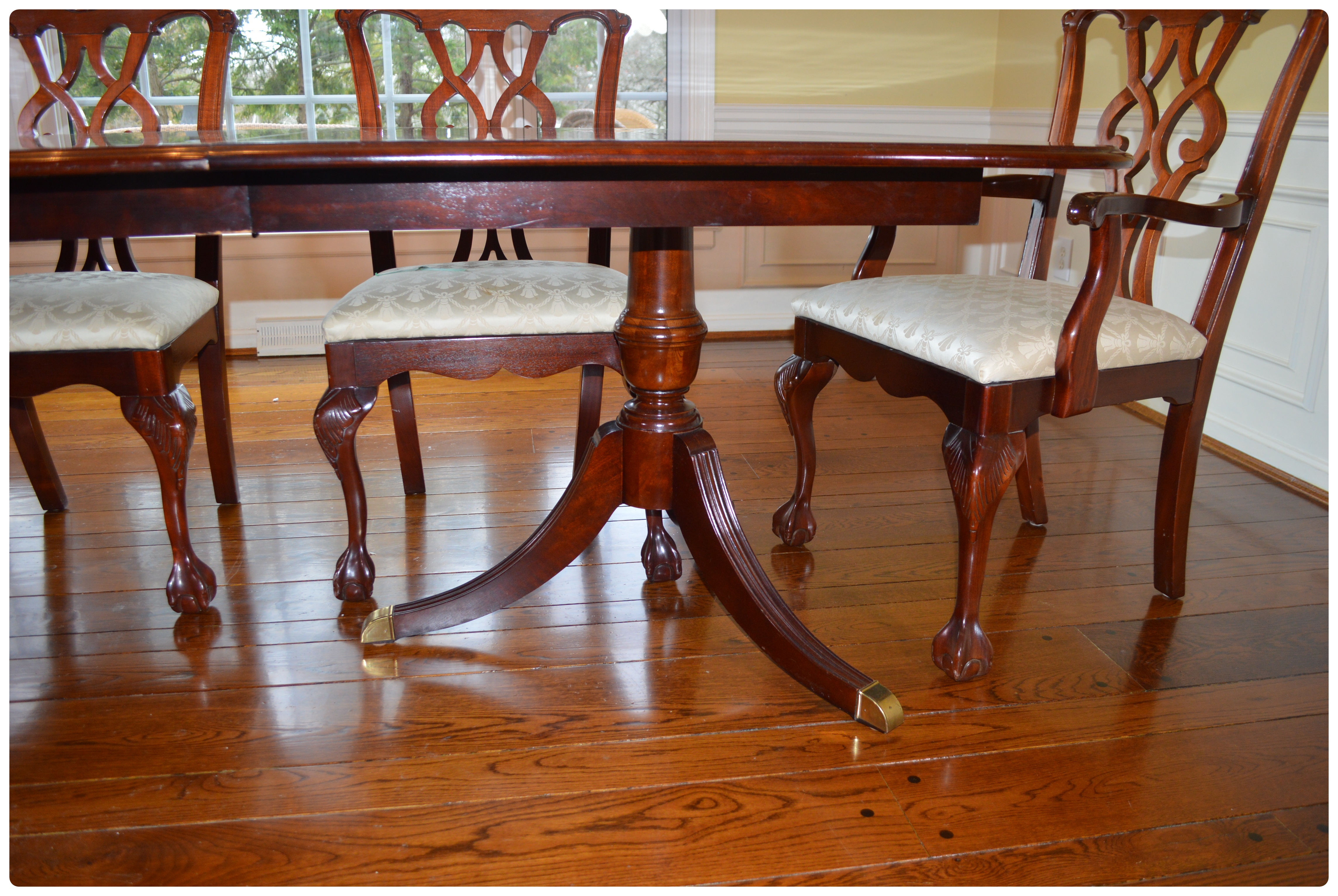 Duncan Phyfe Style Dining Table and Statesville Chair Co. Mahogany Chairs