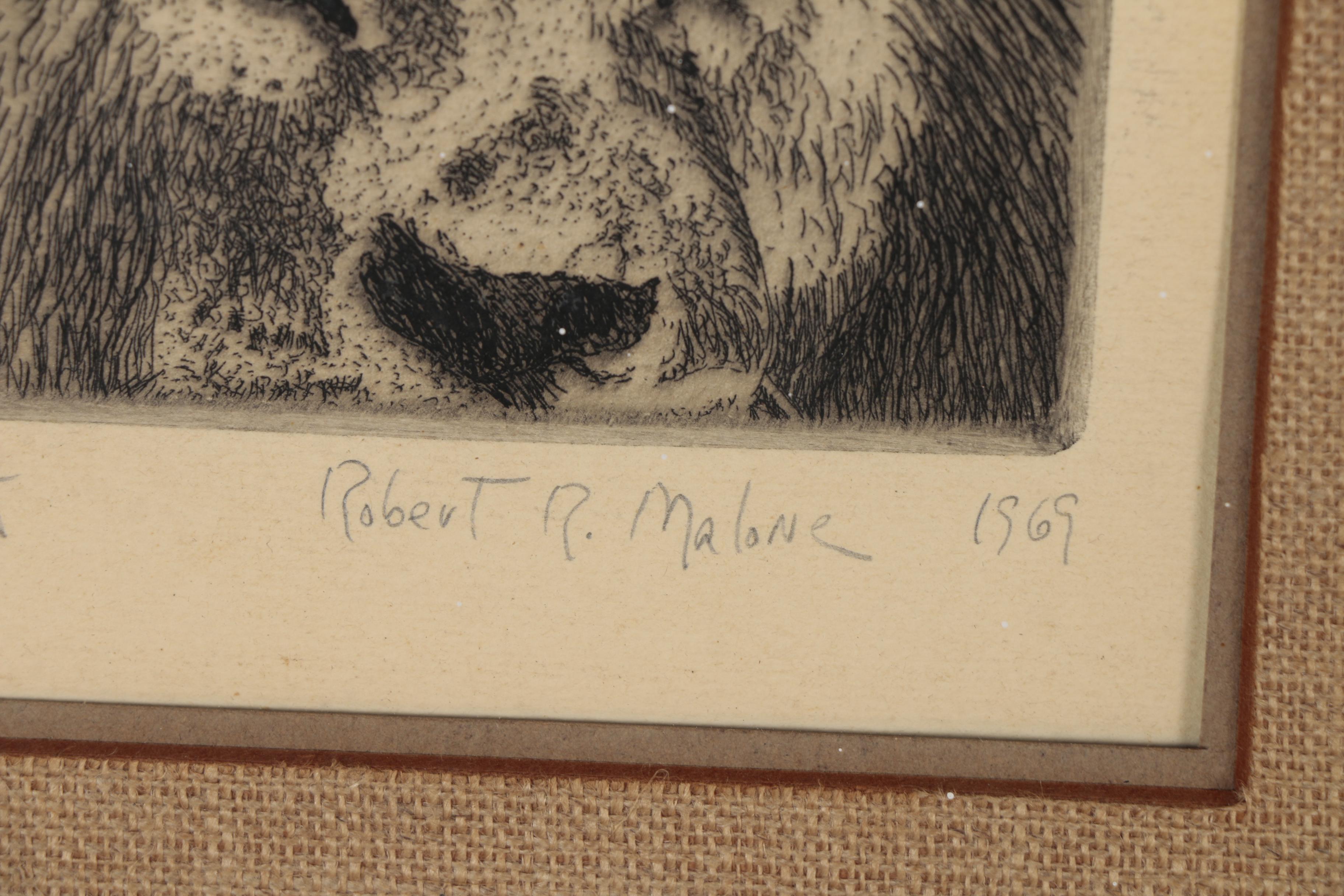 Robert R. Malone Etchings of Female Nudes Posed with Animals