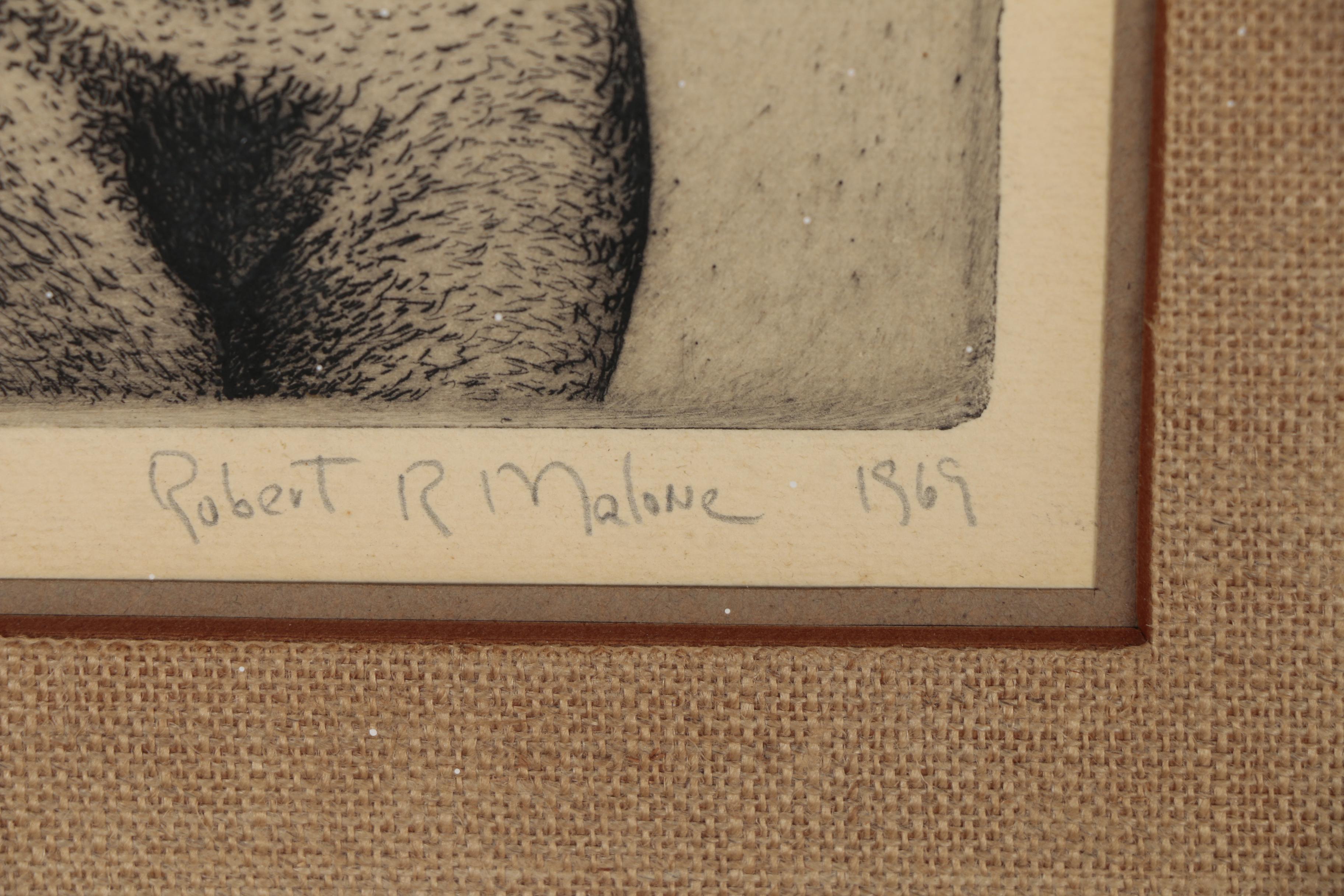 Robert R. Malone Etchings of Female Nudes Posed with Animals
