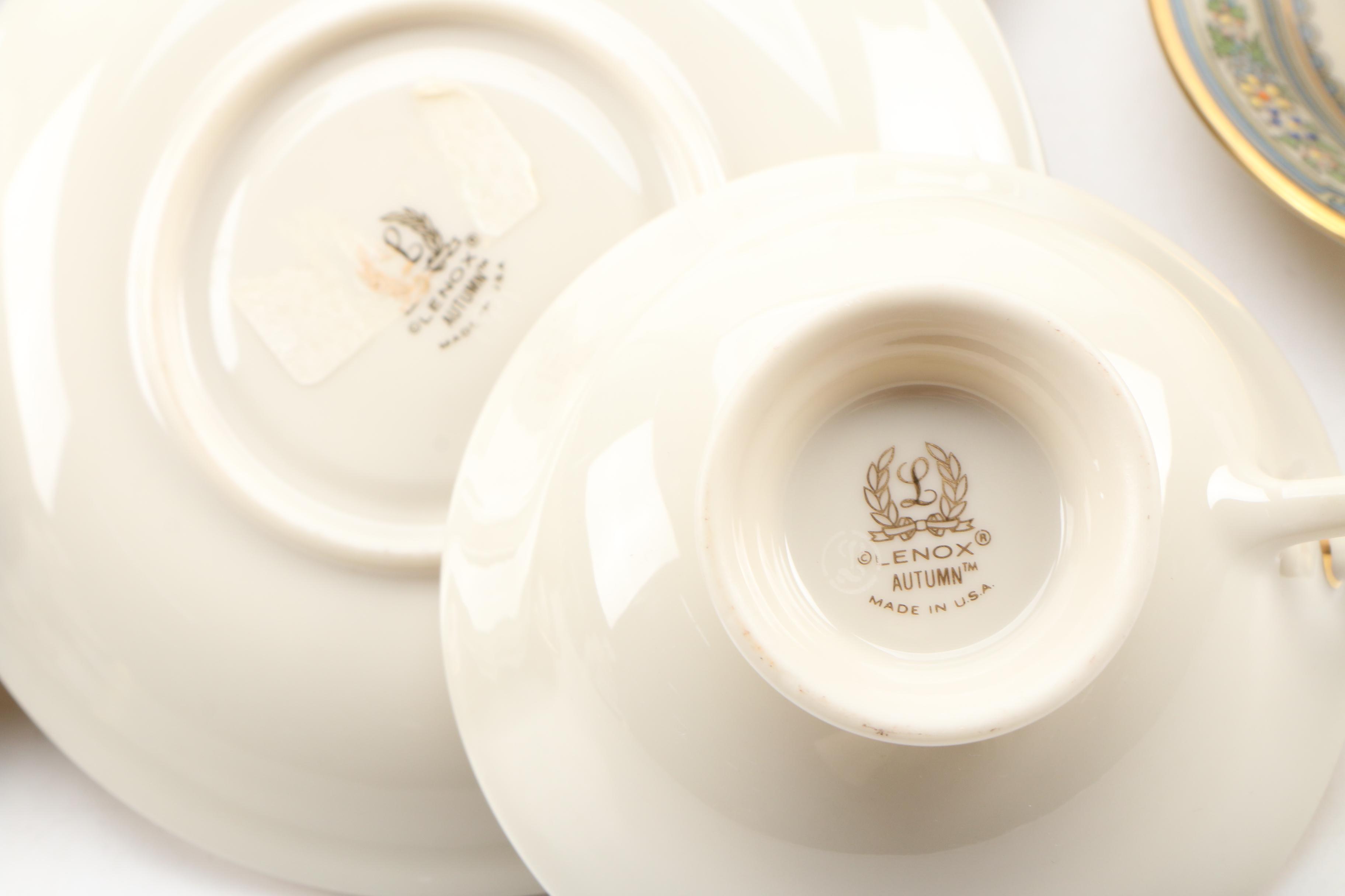 Lenox "Autumn" Bone China Dinnerware and Vase, Mid/Late 20th Century