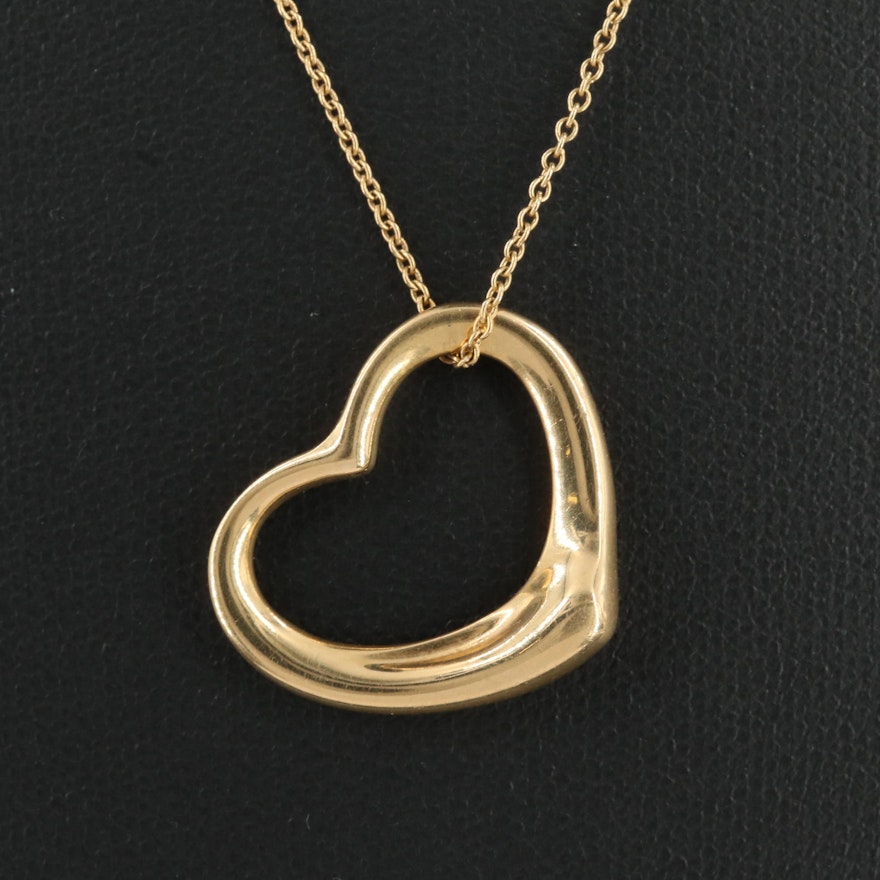 Elsa Peretti for Tiffany & Co. 18K Yellow Gold Open Heart Pendant Necklace