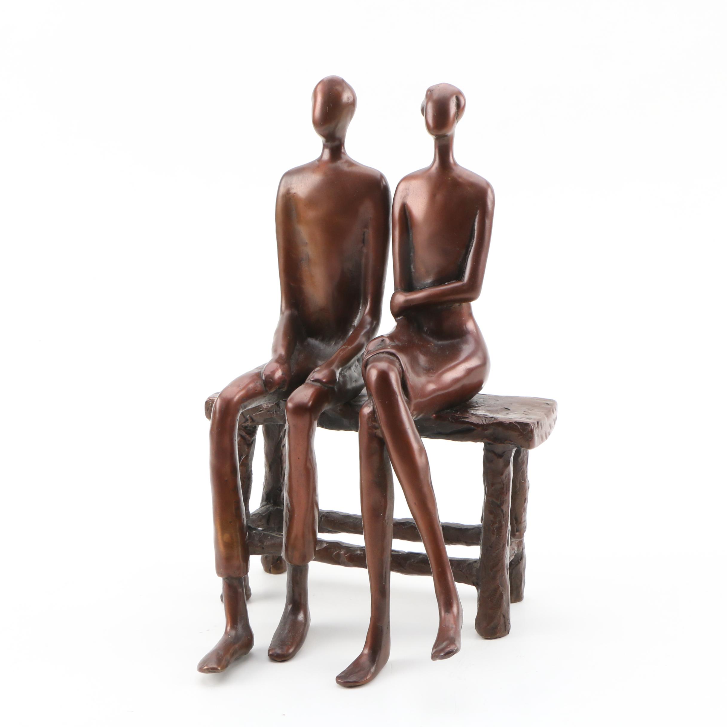 Abstract Cast Metal Figural Sculpture, 20th Century