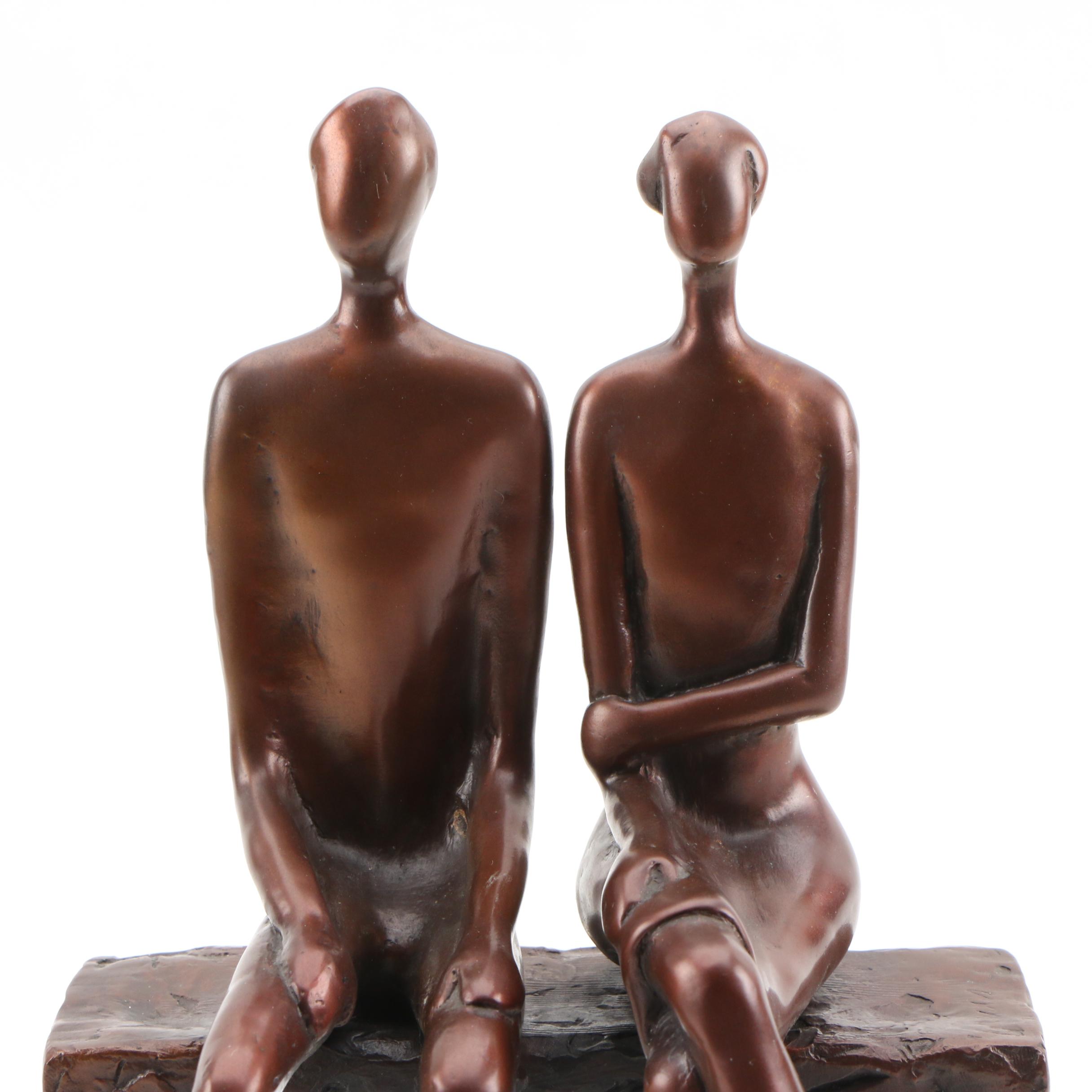 Abstract Cast Metal Figural Sculpture, 20th Century