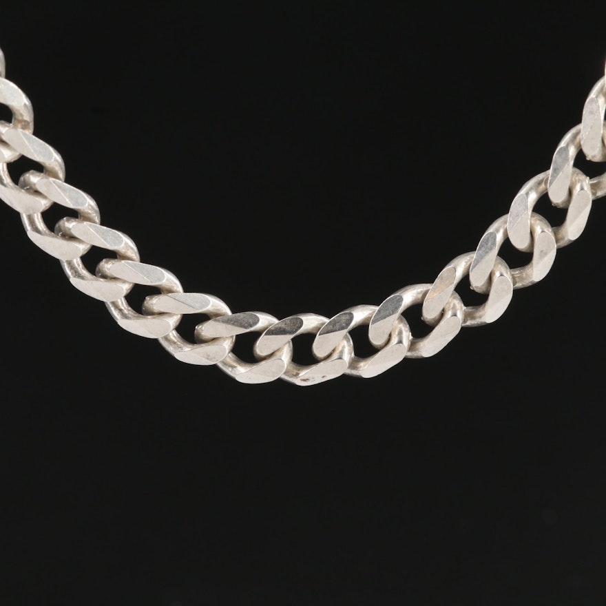 Sterling Silver Flat Curb Chain Necklace