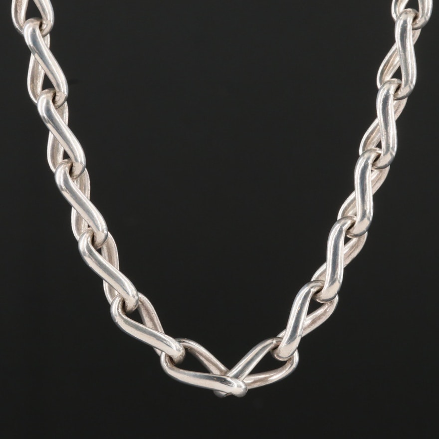 Sterling Silver Twisted Cable Link Necklace