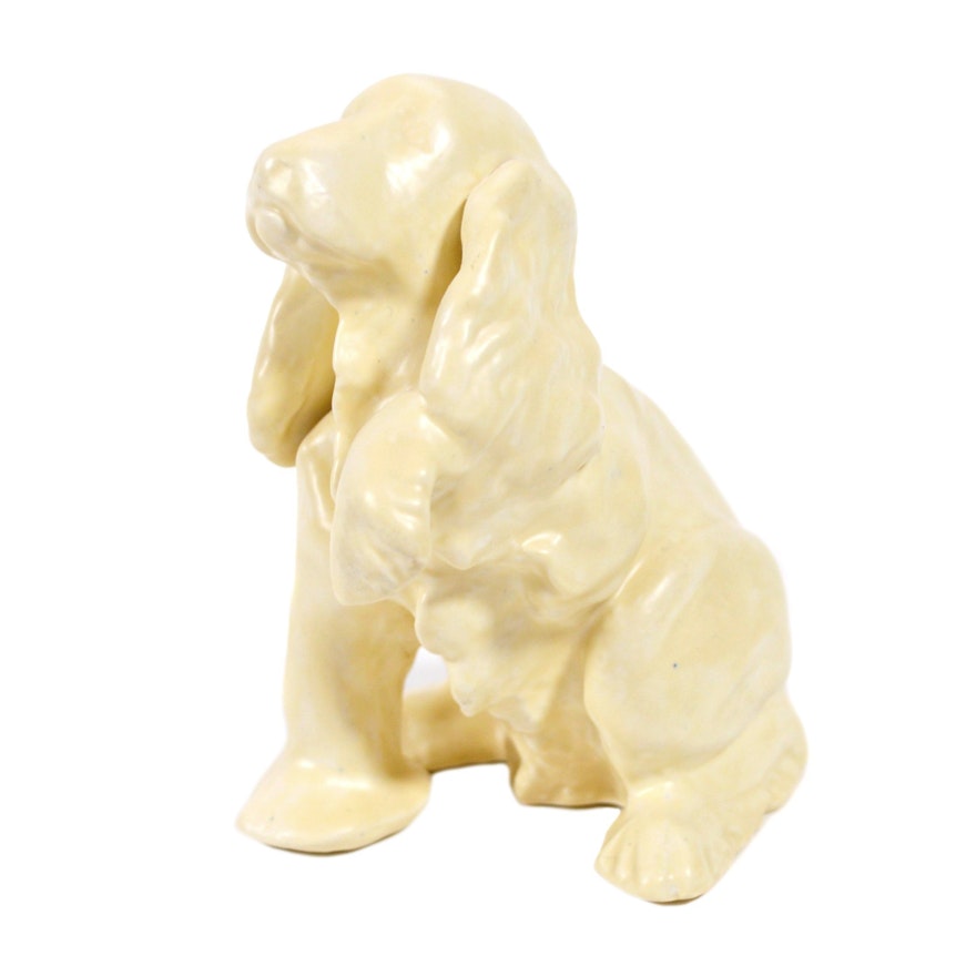 Rookwood Pottery White Cocker Spaniel Dog Figurine, 1989