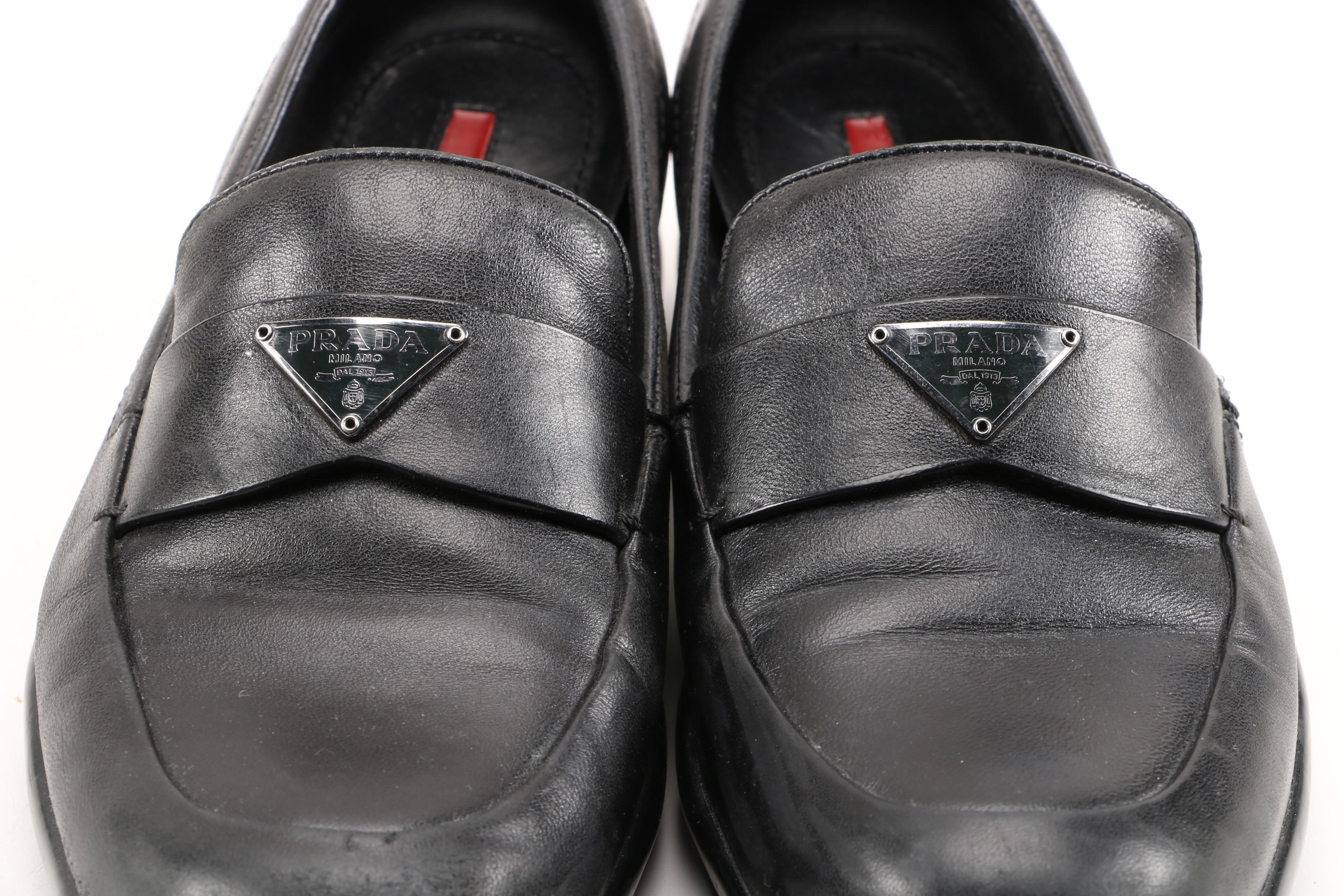 Prada Signature Loafers in Black Leather