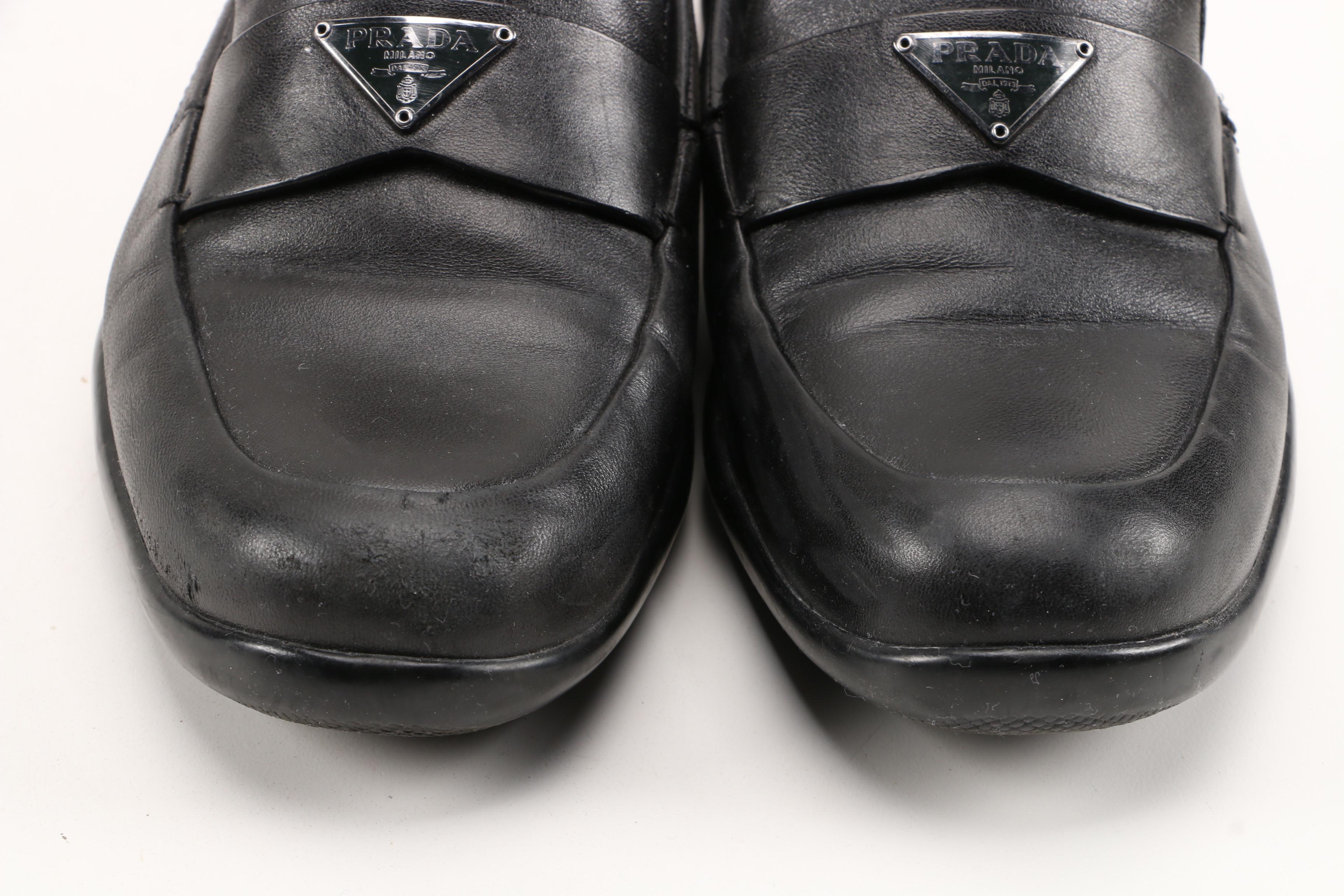 Prada Signature Loafers in Black Leather