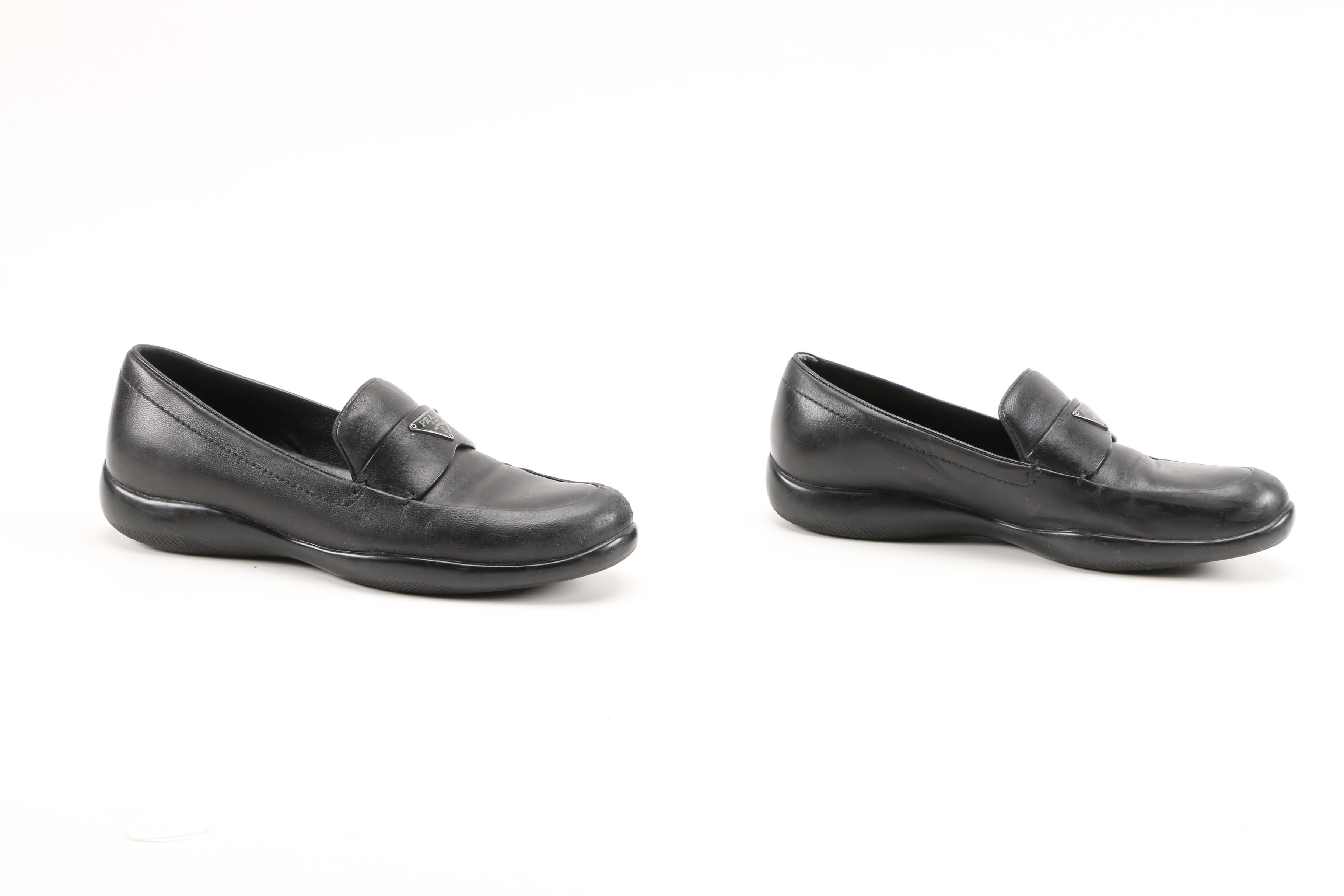 Prada Signature Loafers in Black Leather