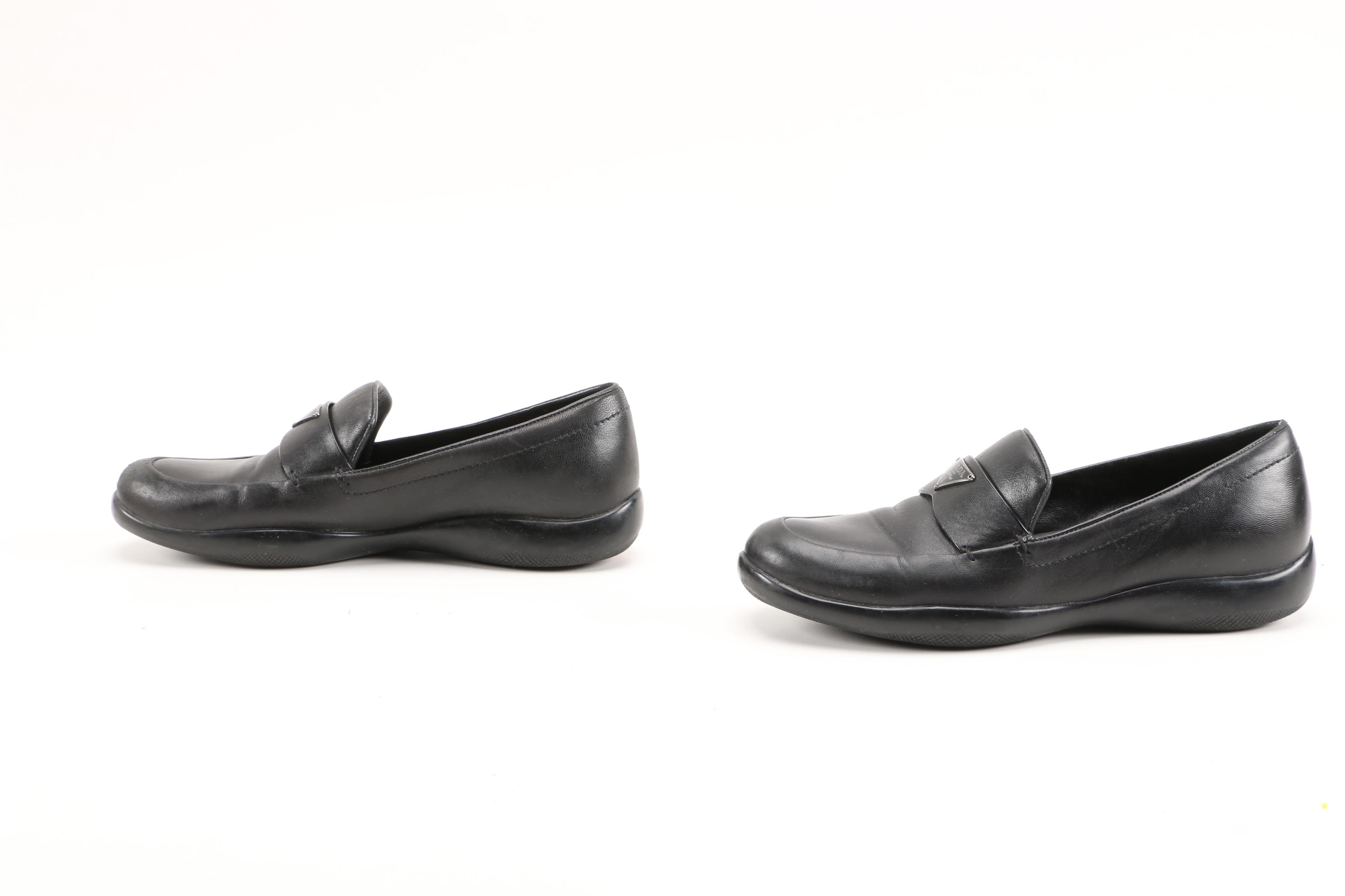 Prada Signature Loafers in Black Leather