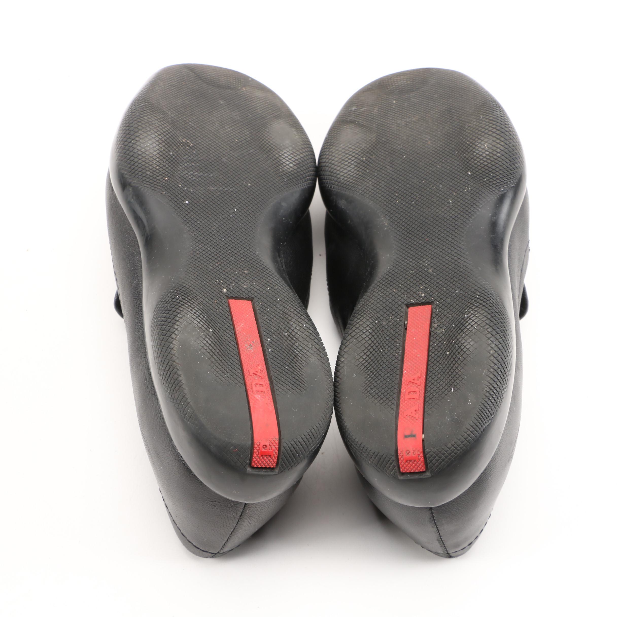 Prada Signature Loafers in Black Leather