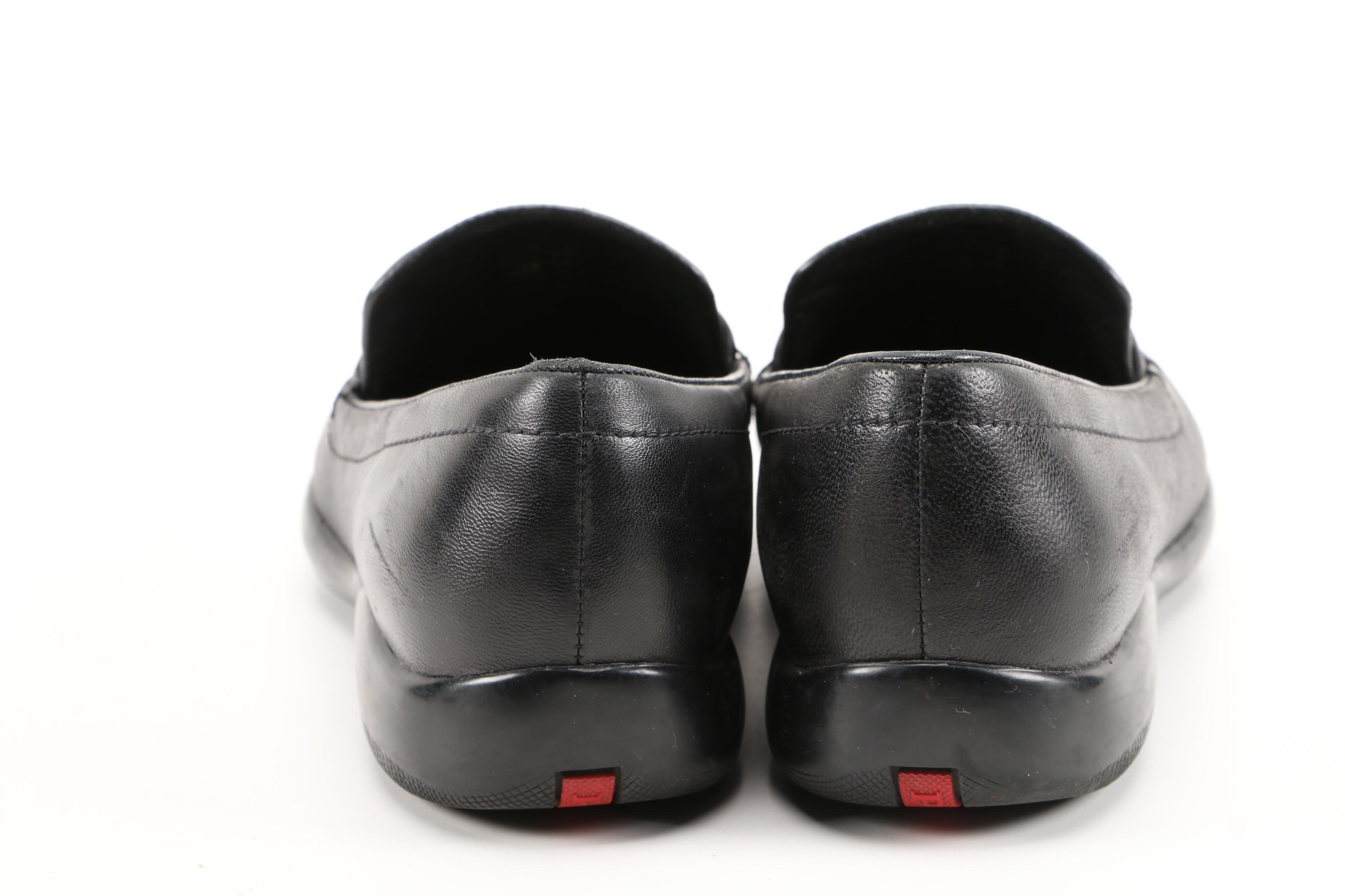 Prada Signature Loafers in Black Leather