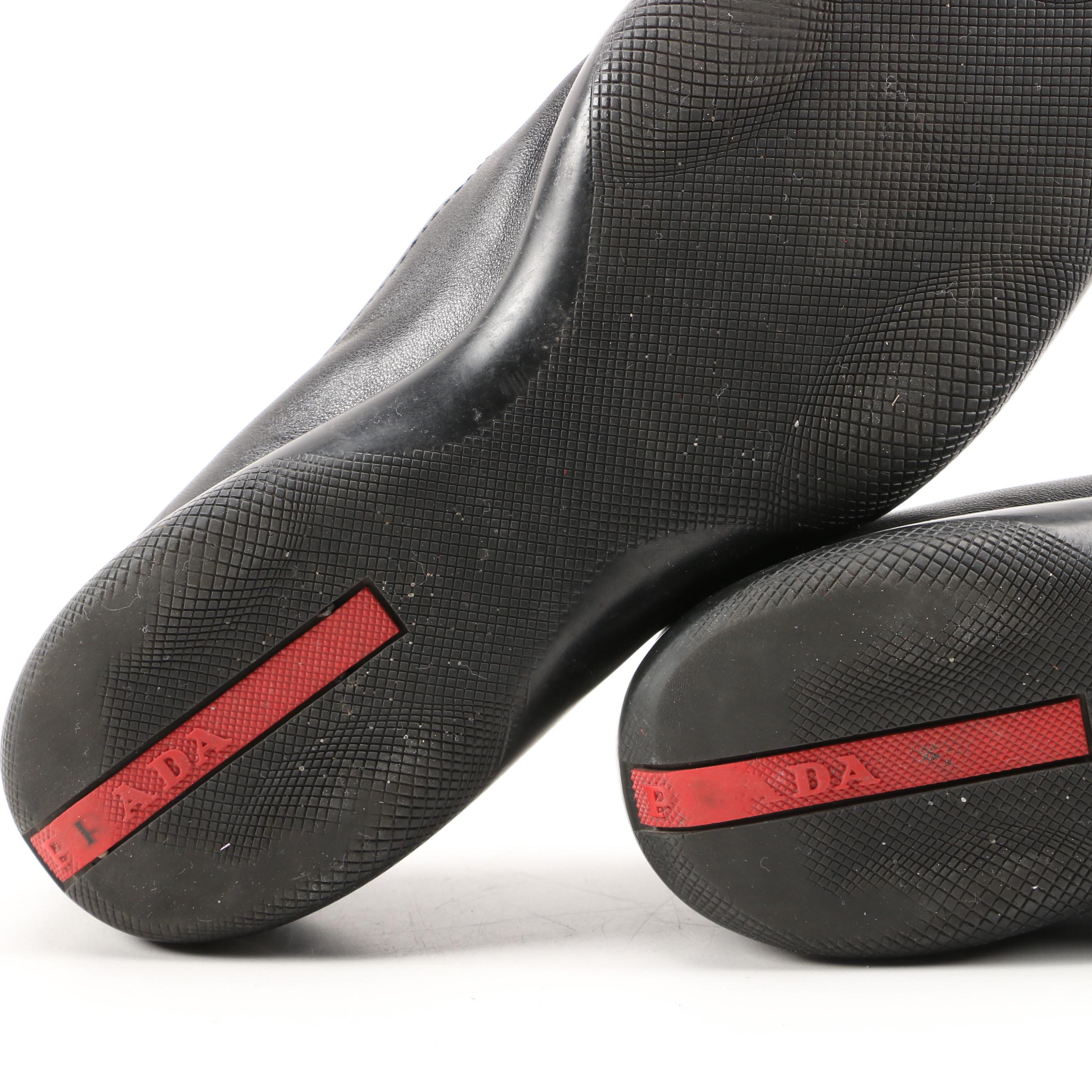 Prada Signature Loafers in Black Leather