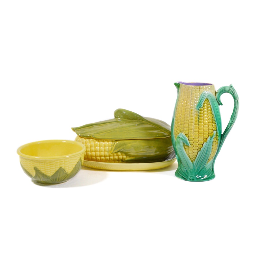 Shawnee "Corn King" Covered Casserole and Other Corn Theme Pottery