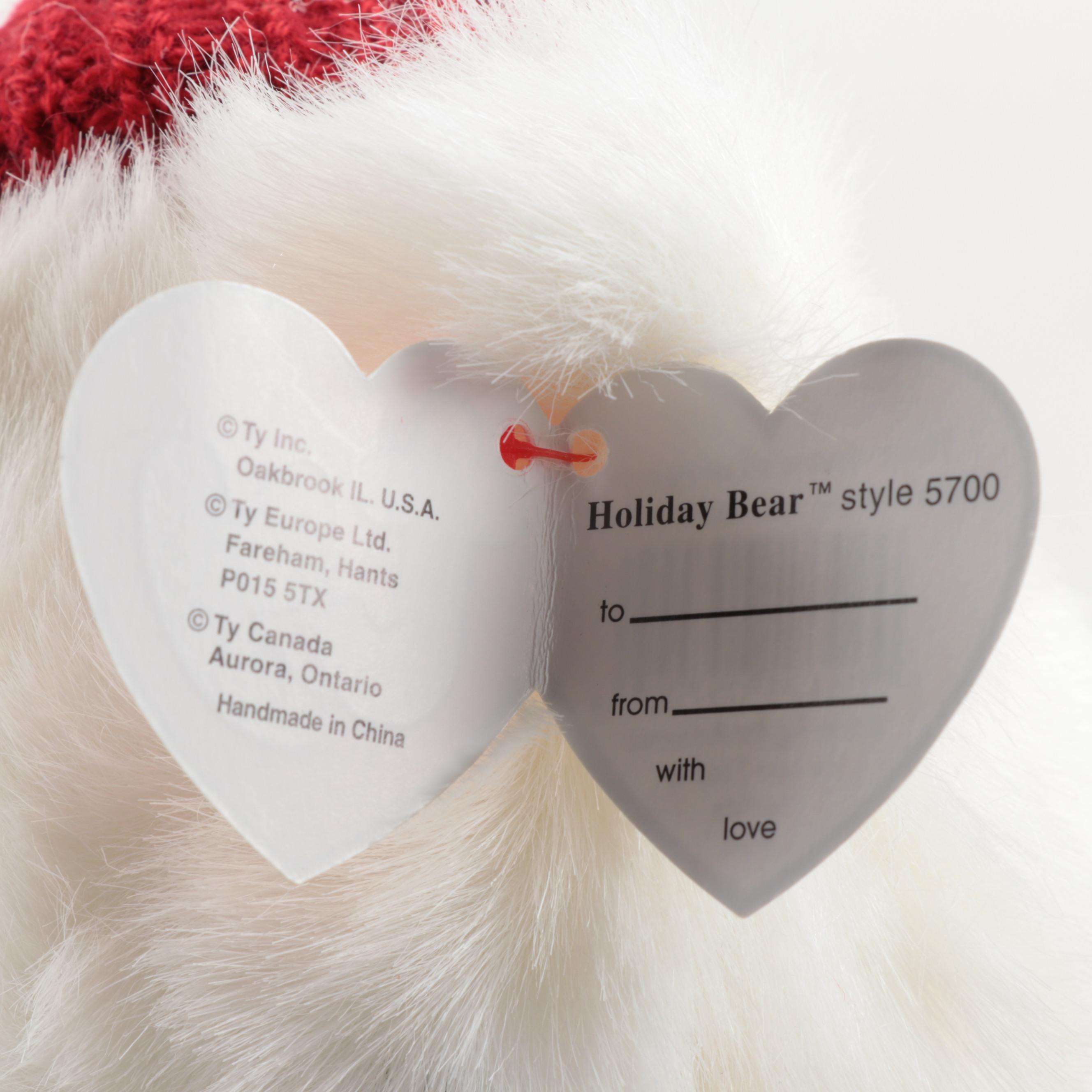 Ty Beanie Buddy "Holiday Bear" Plush Bears with Tags, 1997