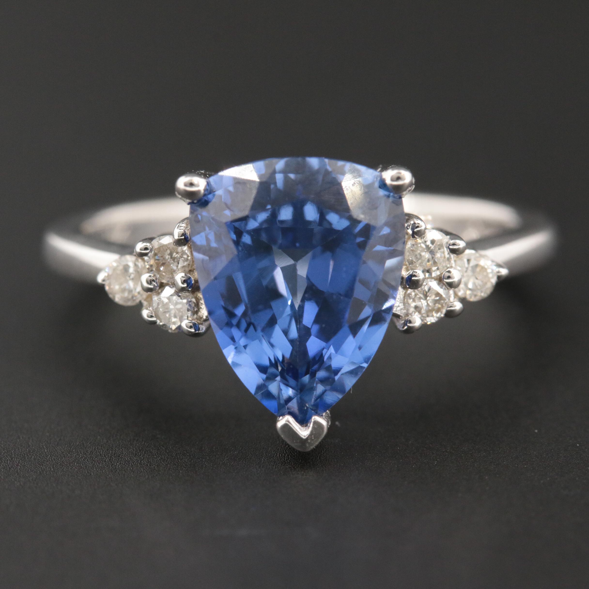 14K White Gold Sapphire and Diamond Ring