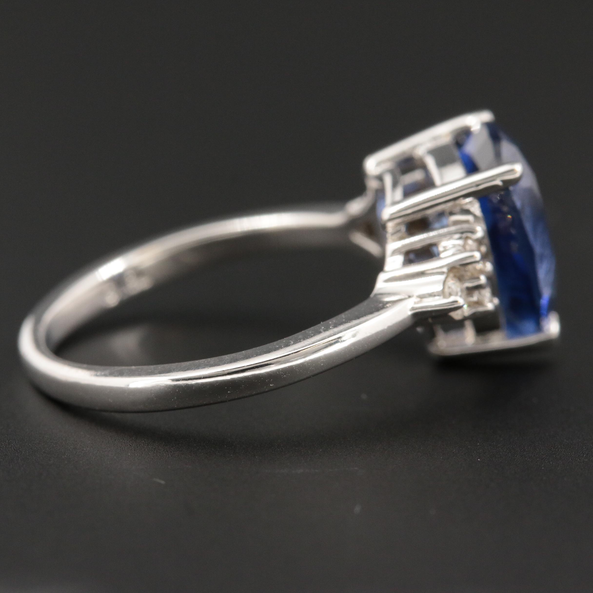 14K White Gold Sapphire and Diamond Ring