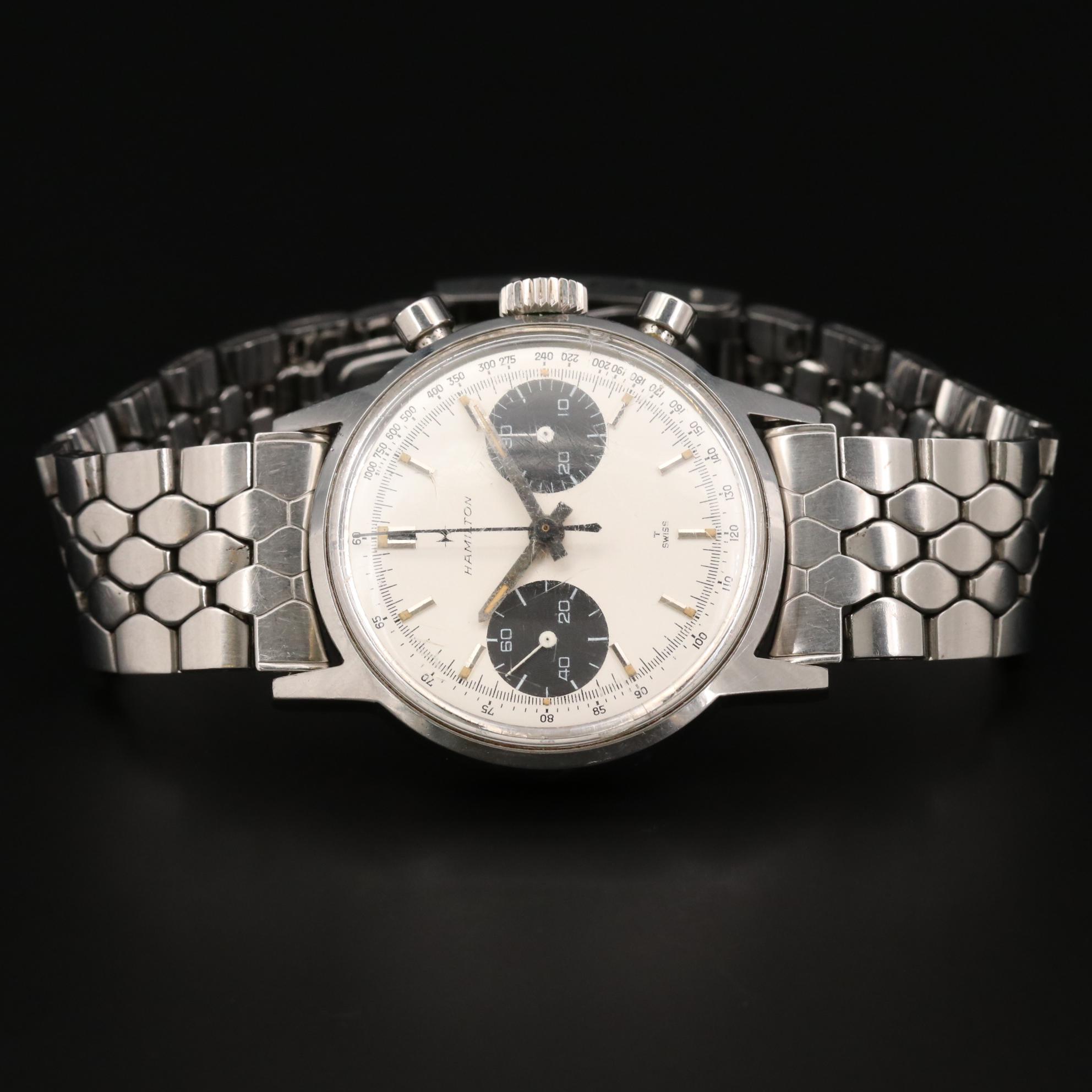 Vintage Hamilton With B Panda Dial Stainless Steel Chronograph Watch, 1968