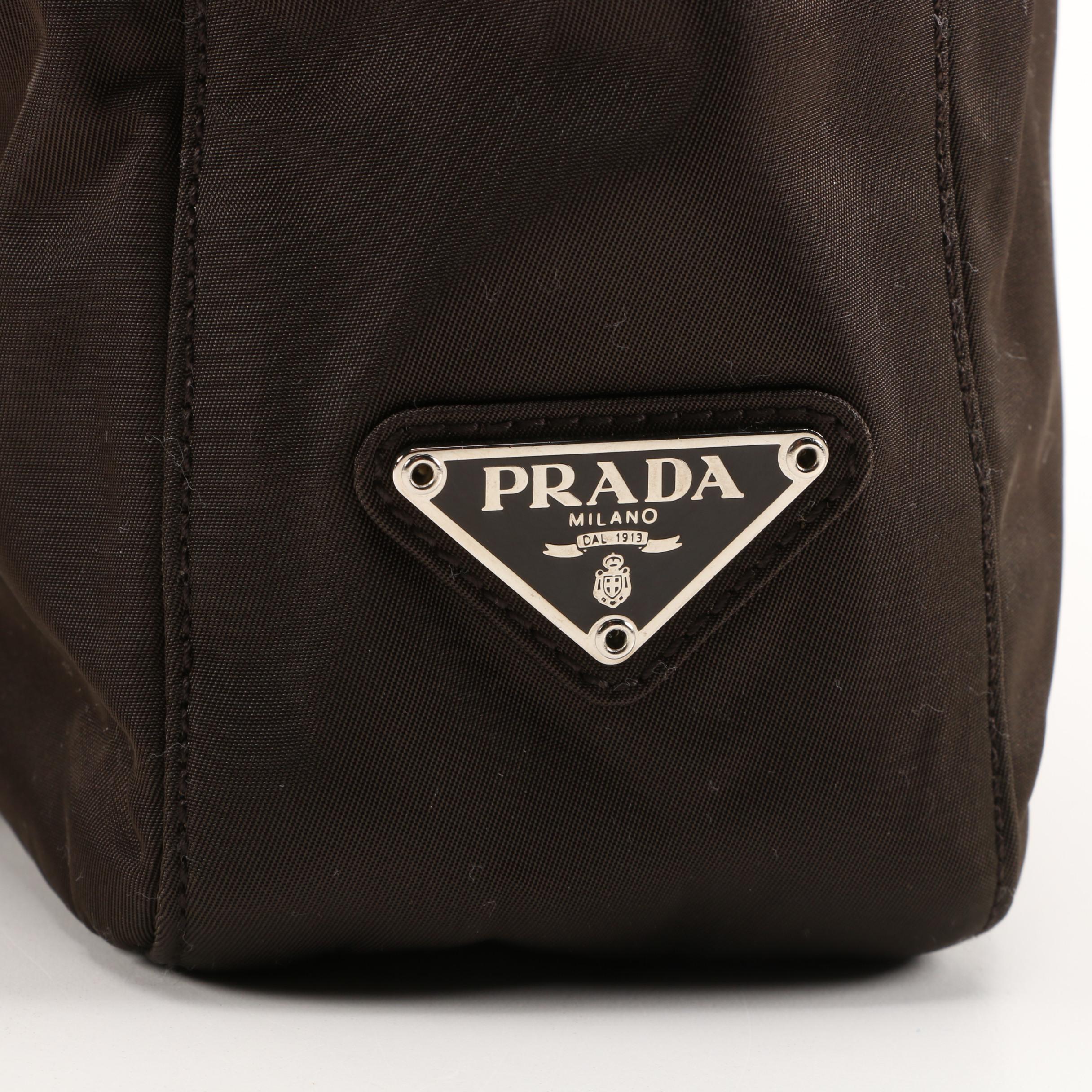 Prada Tessuto Bacheli Ebano Tote with Interwoven Tortoise Acrylic Straps