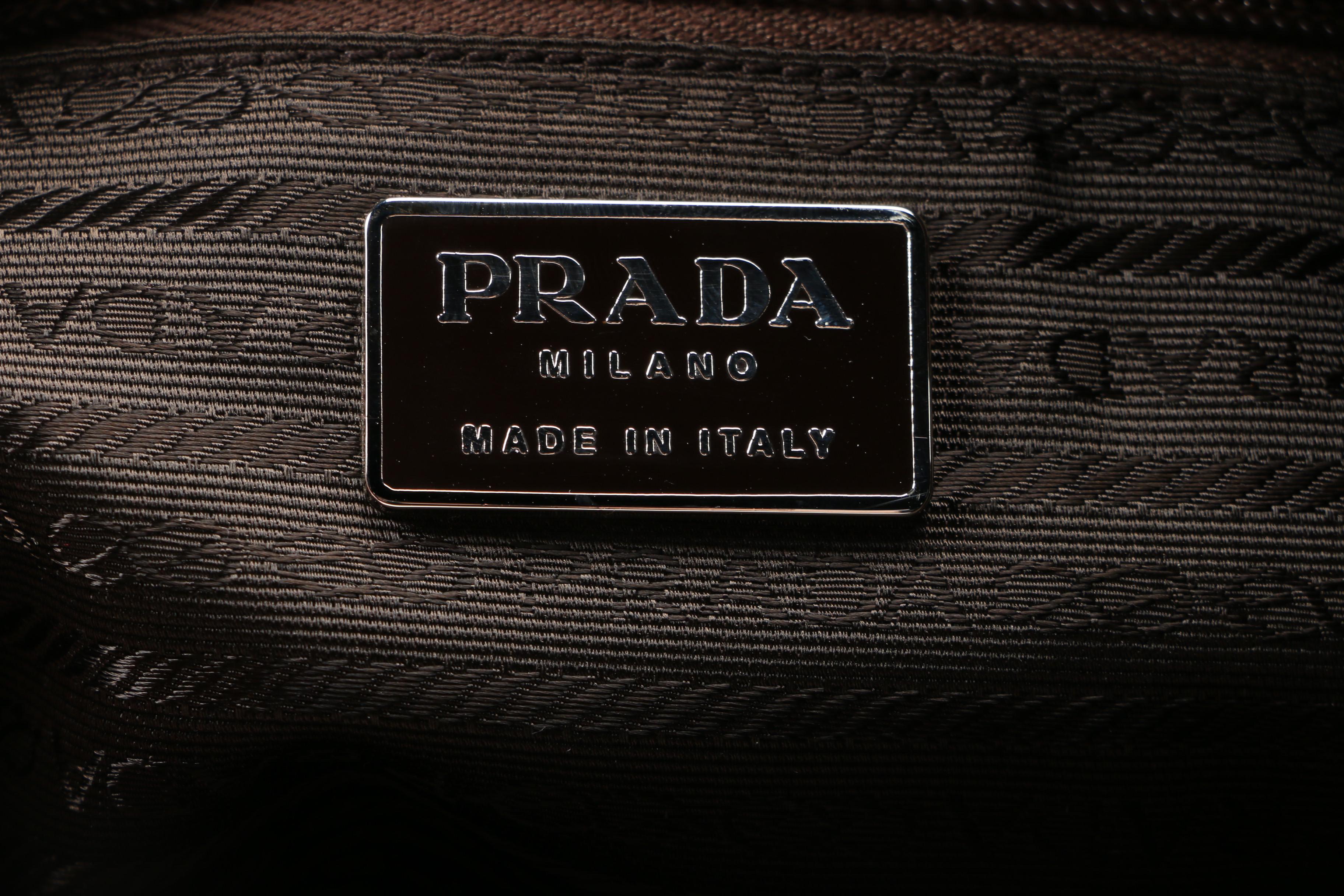 Prada Tessuto Bacheli Ebano Tote with Interwoven Tortoise Acrylic Straps