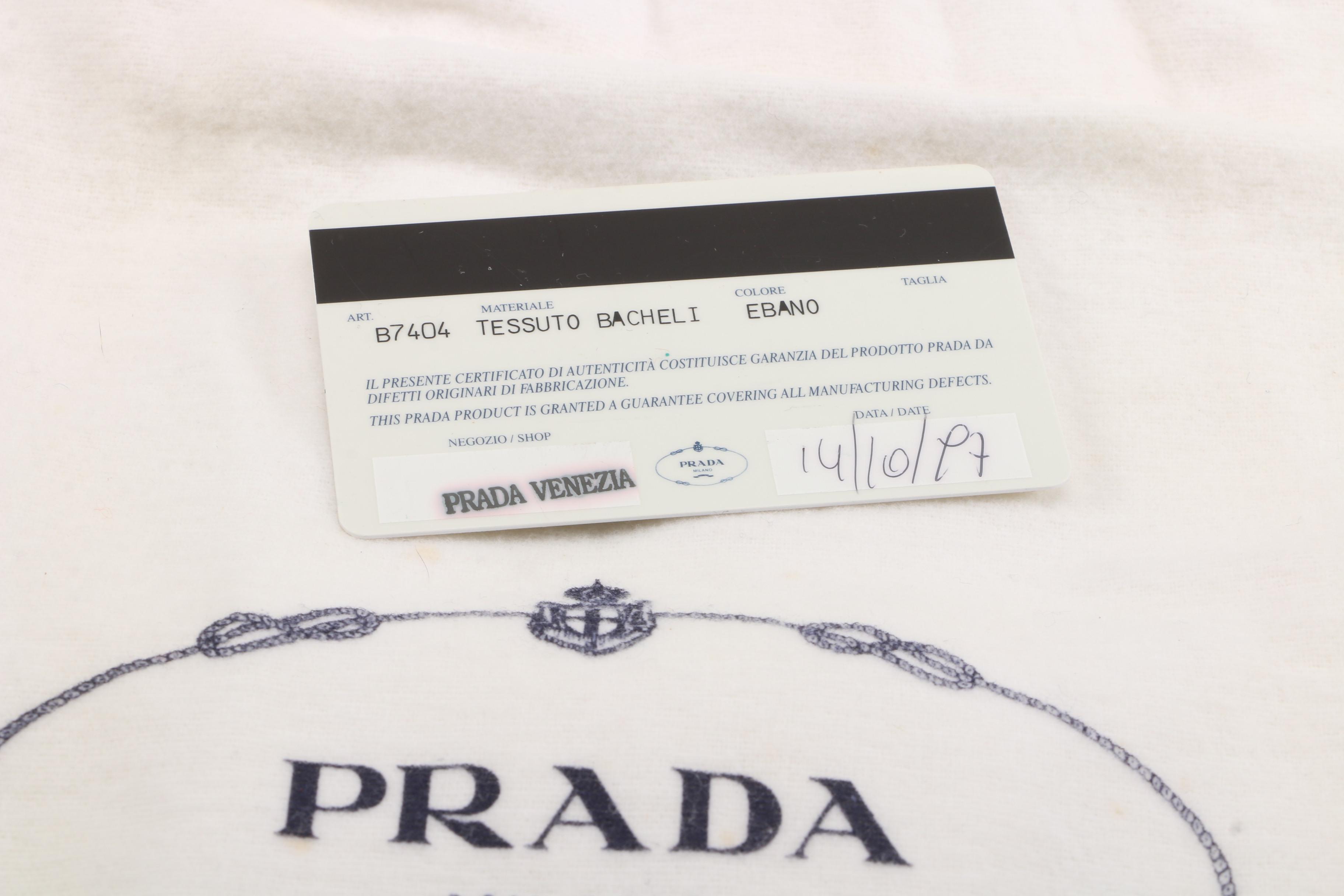 Prada Tessuto Bacheli Ebano Tote with Interwoven Tortoise Acrylic Straps