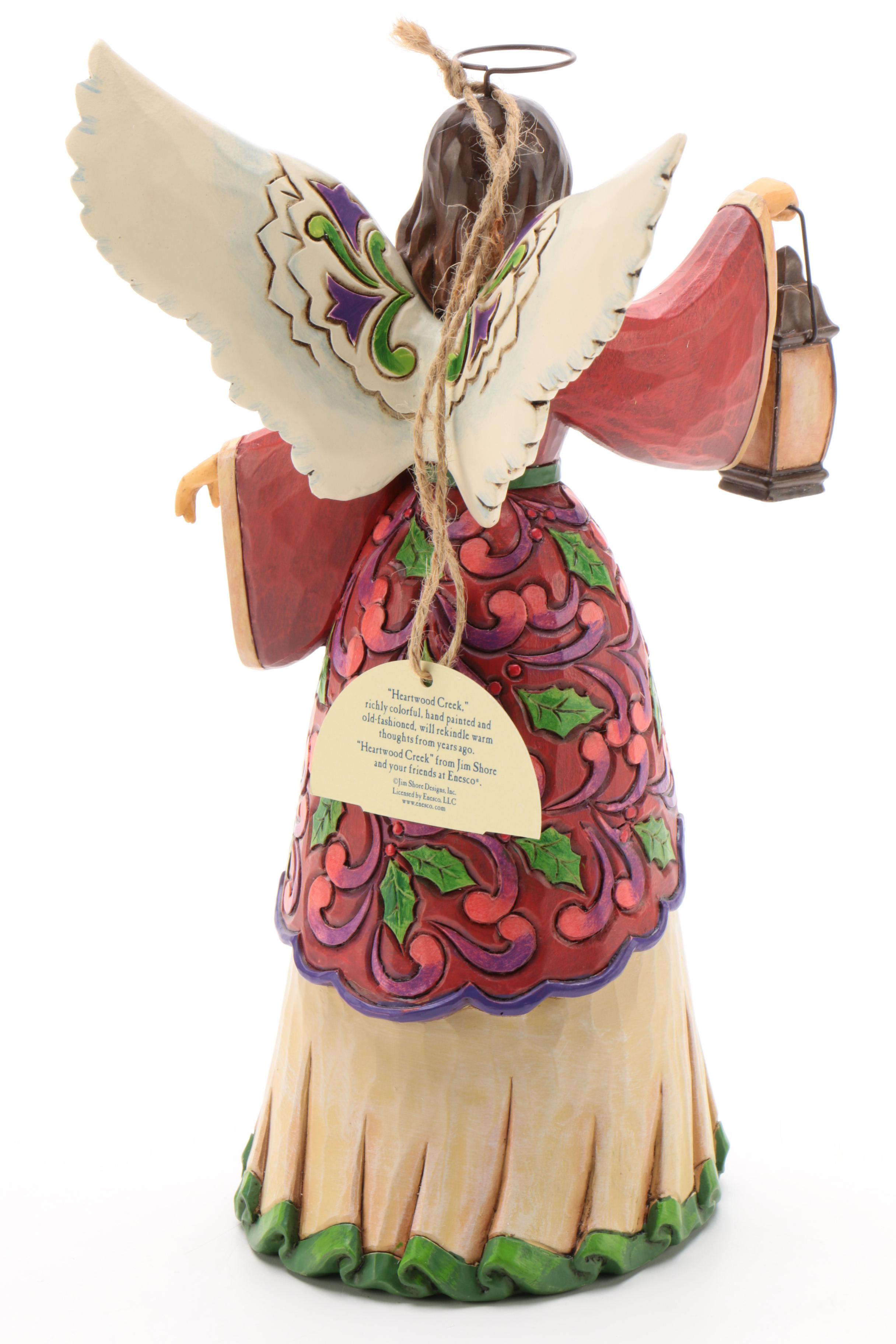 Jim Shore Heartwood Creek Angel Figurines, "Angels Gather Here" and "All Aglow"