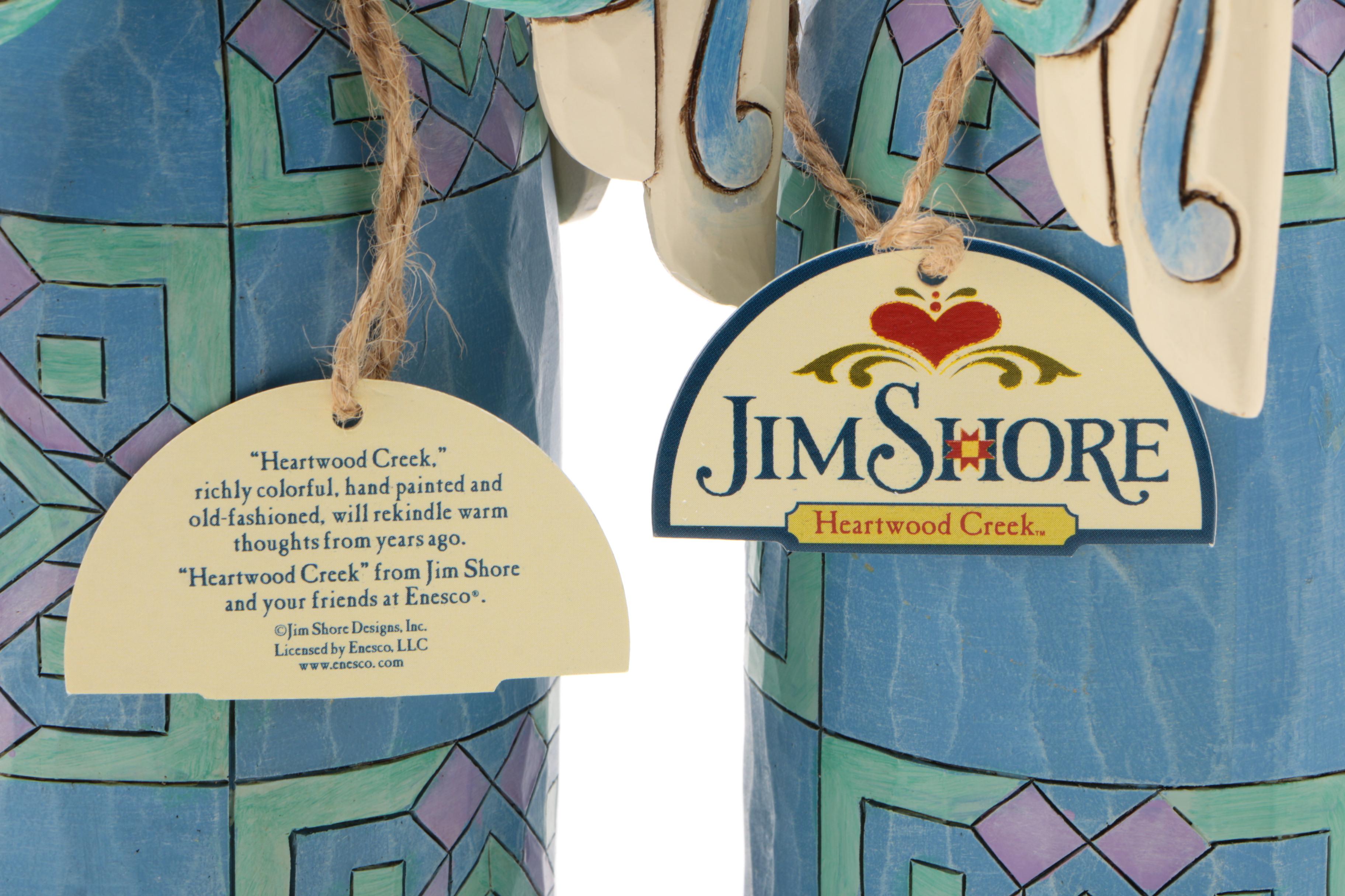 Jim Shore Heartwood Creek Angel Figurines, "Angels Gather Here" and "All Aglow"