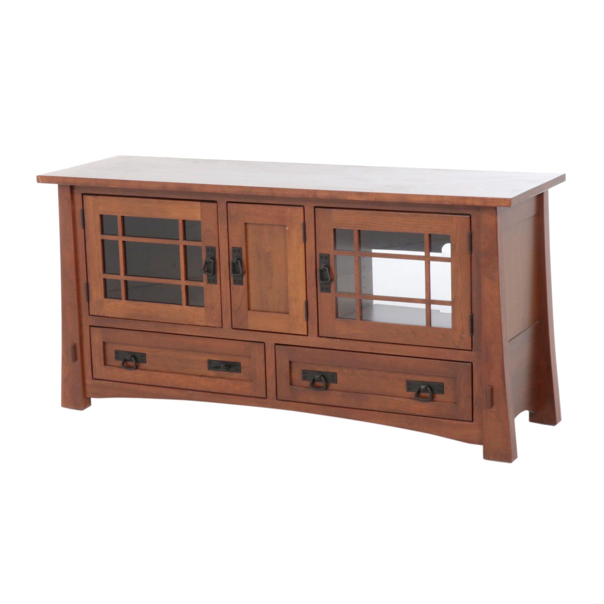 Arts & Crafts Style "Amish Country" Signed Cherry Media Cabinet, Contemporary