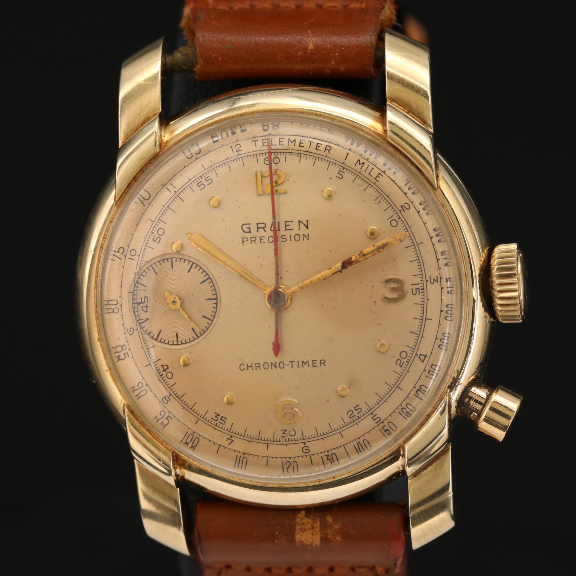 Vintage Gruen Chrono-Timer 14K Gold Watch