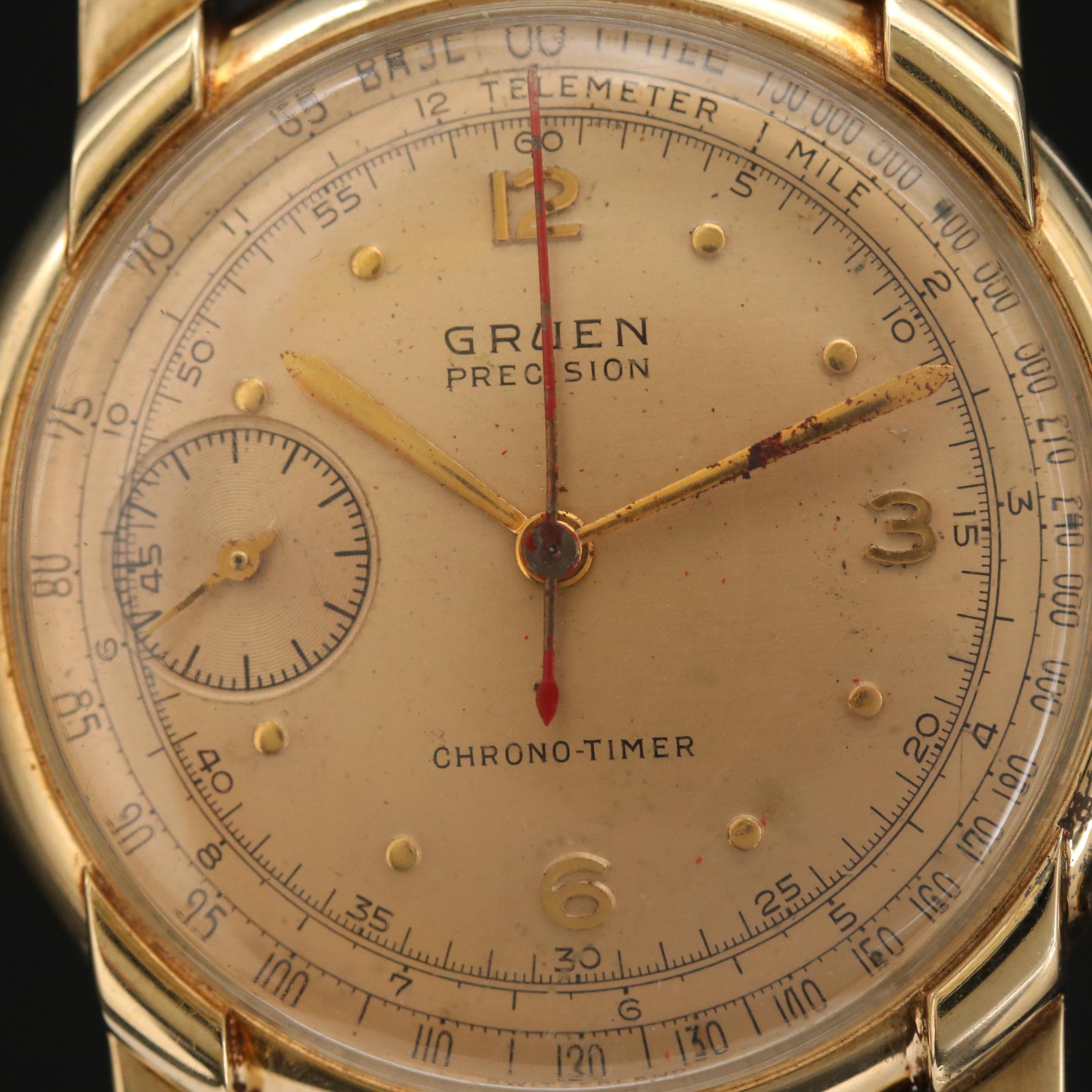 Vintage Gruen Chrono-Timer 14K Gold Watch