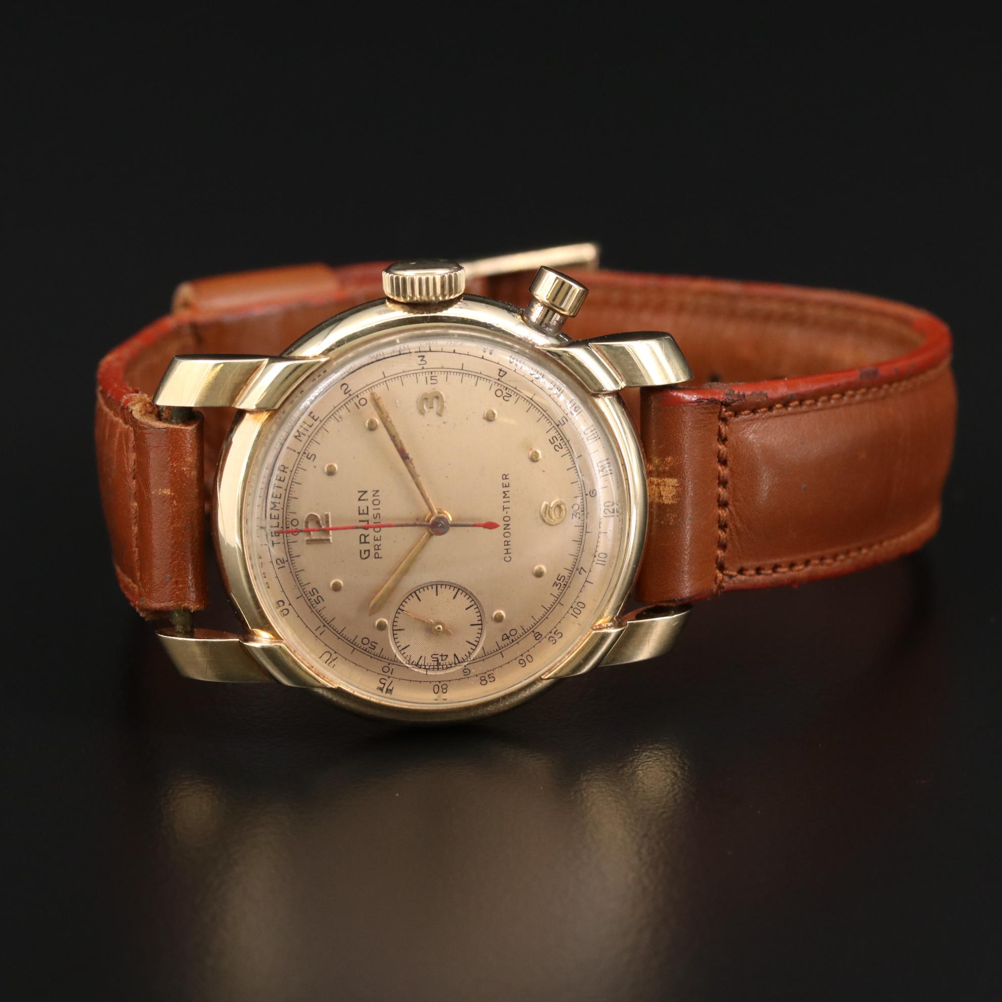 Vintage Gruen Chrono-Timer 14K Gold Watch