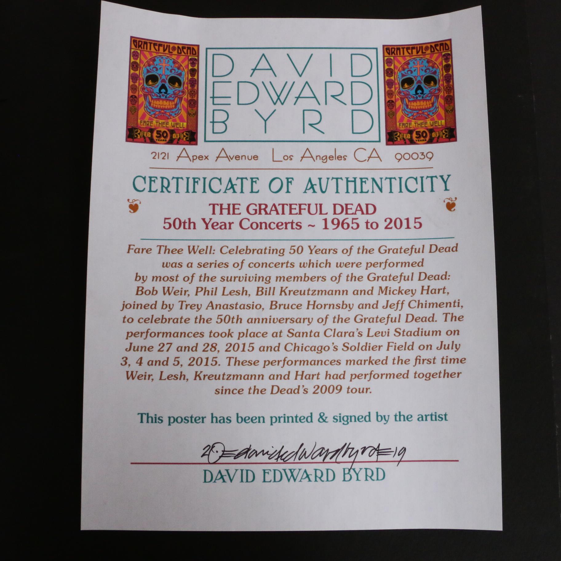 David Edward Byrd Giclée "The Grateful Dead 50th Year Concerts, 1965 - 2015"