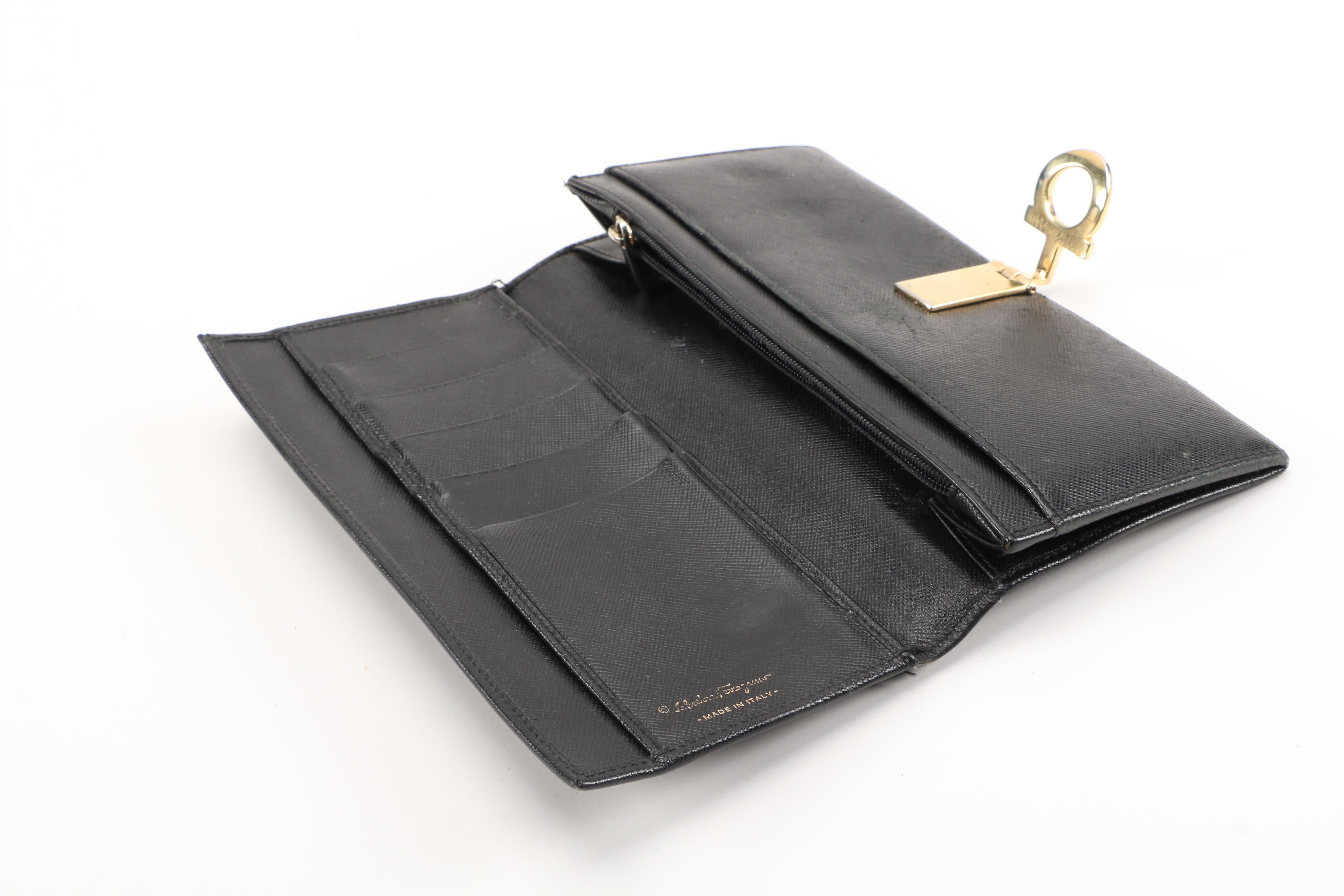 Salvatore Ferragamo Gancini Wallet and Prada Card holder in Saffiano Leather