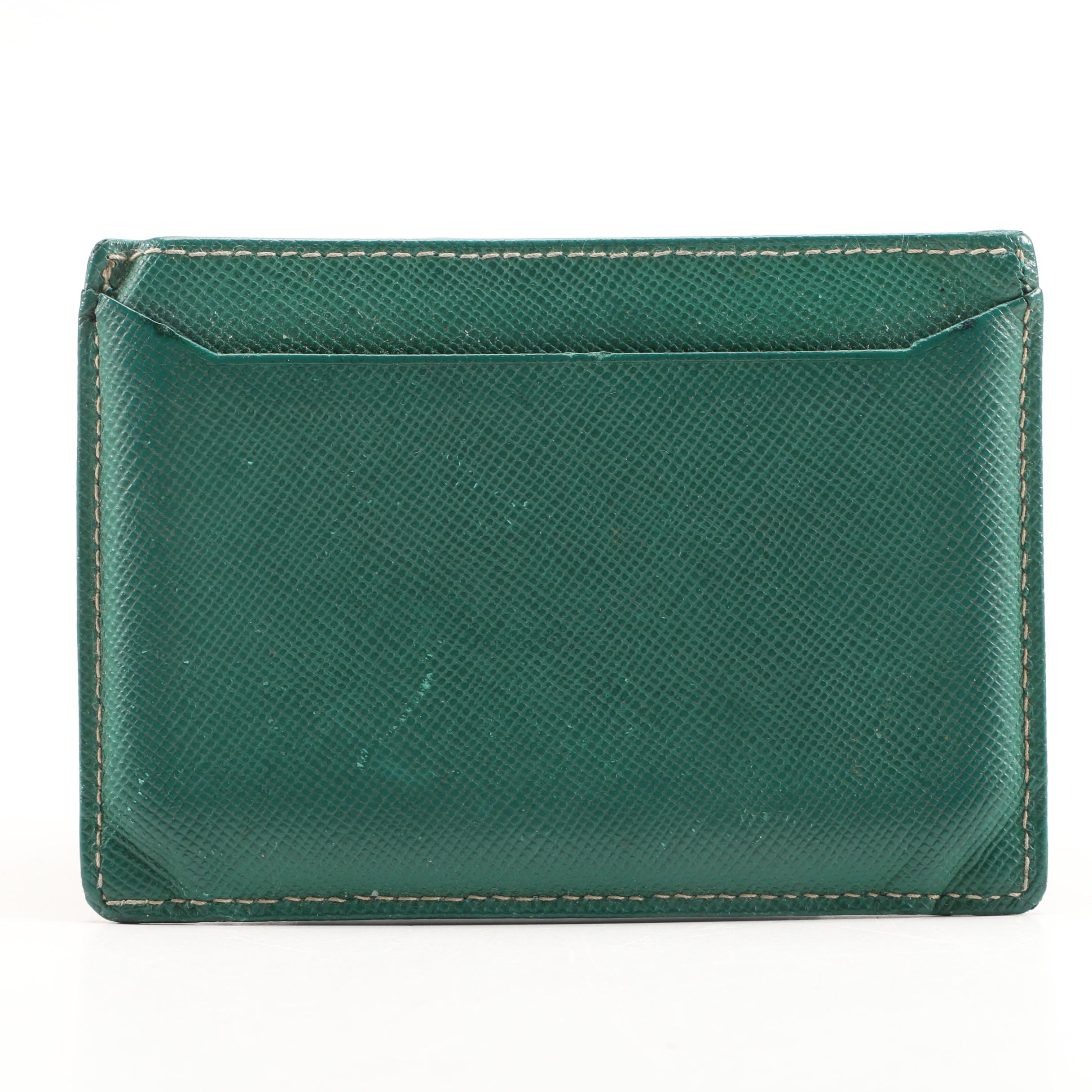 Salvatore Ferragamo Gancini Wallet and Prada Card holder in Saffiano Leather