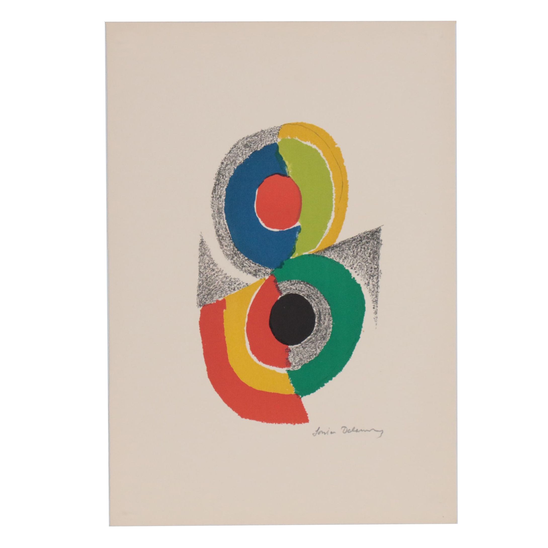 Sonia Delaunay Color Lithograph "Rythmes et Coleurs VI", 1971