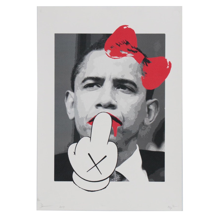 Death NYC Street Art Style Portrait of Barack Obama Graphic Print