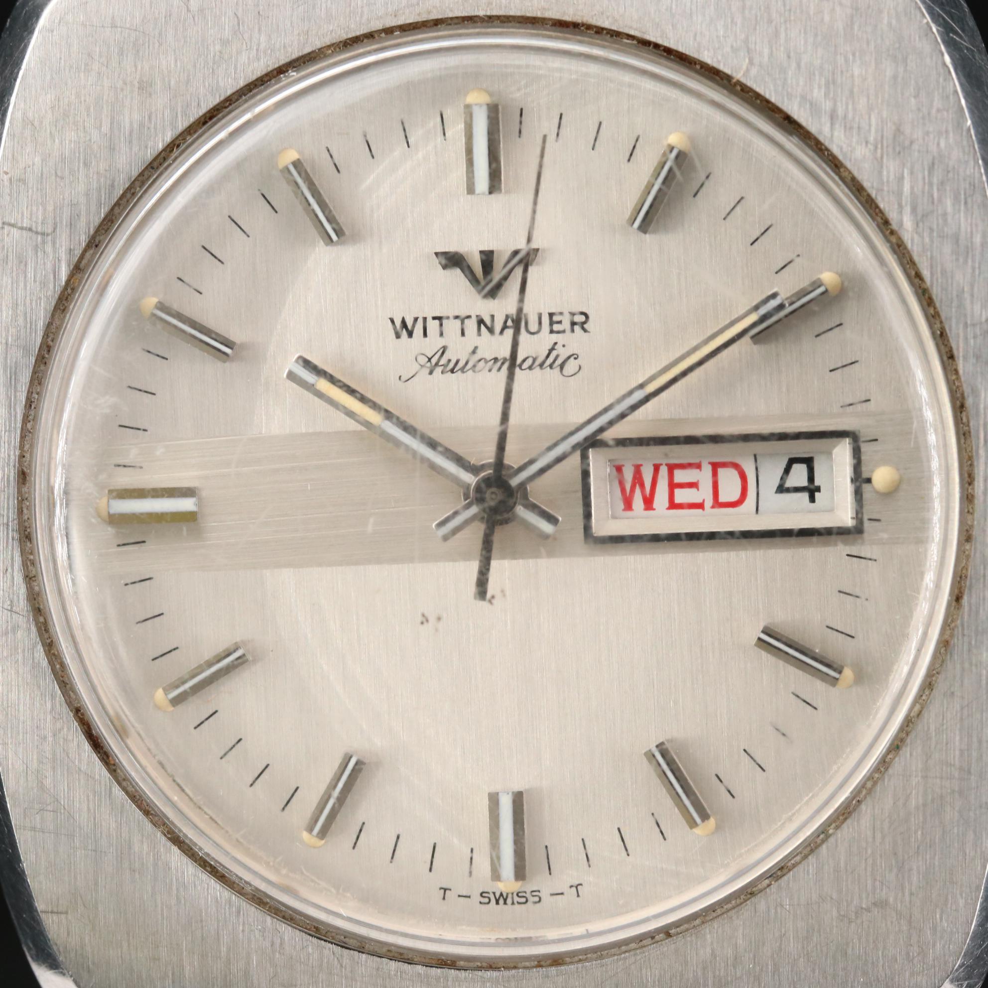 Vintage Wittnauer Day-Date Stainless Steel Automatic Watch