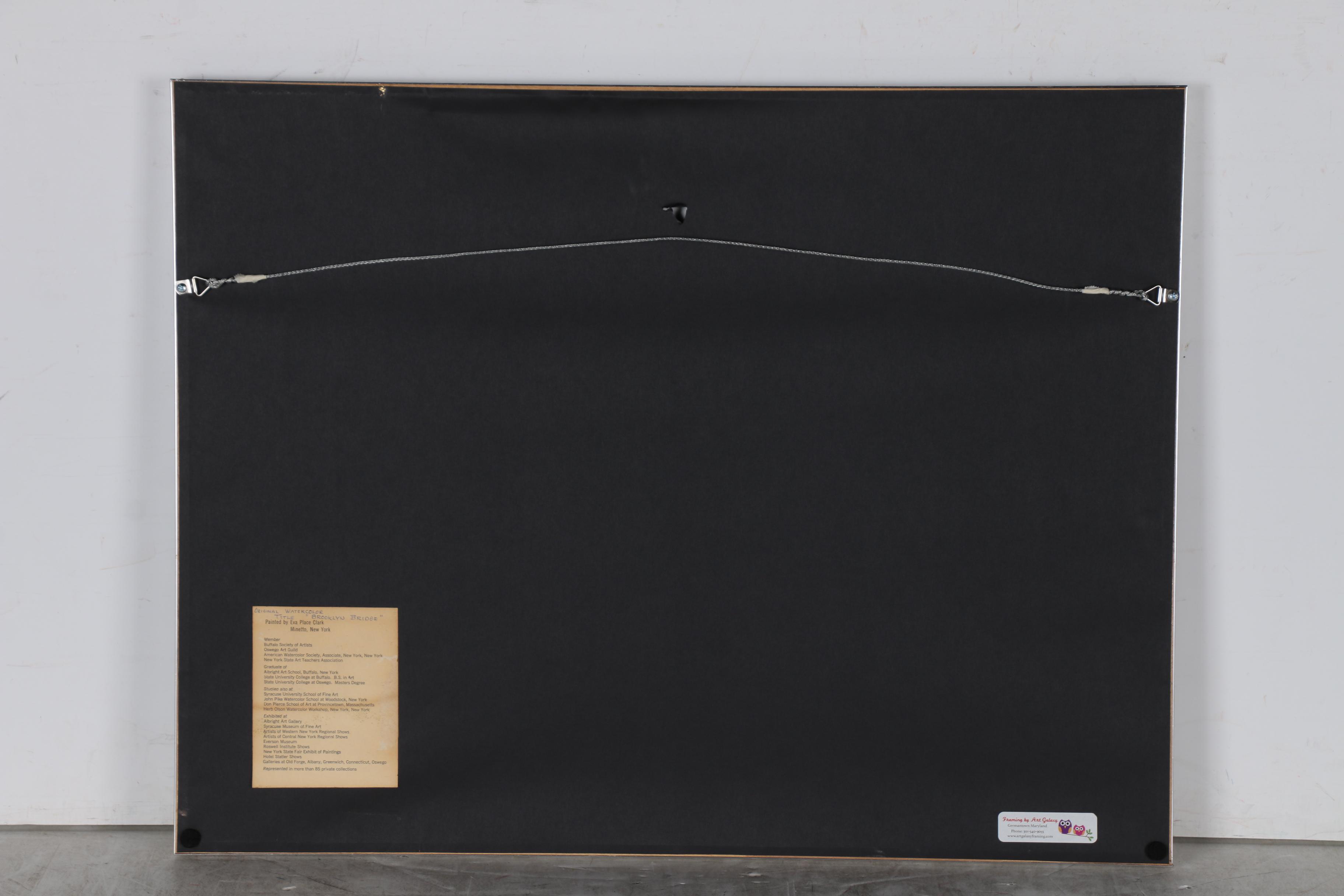 Eva Place Clark Watercolor Painting "Brooklyn Bridge"